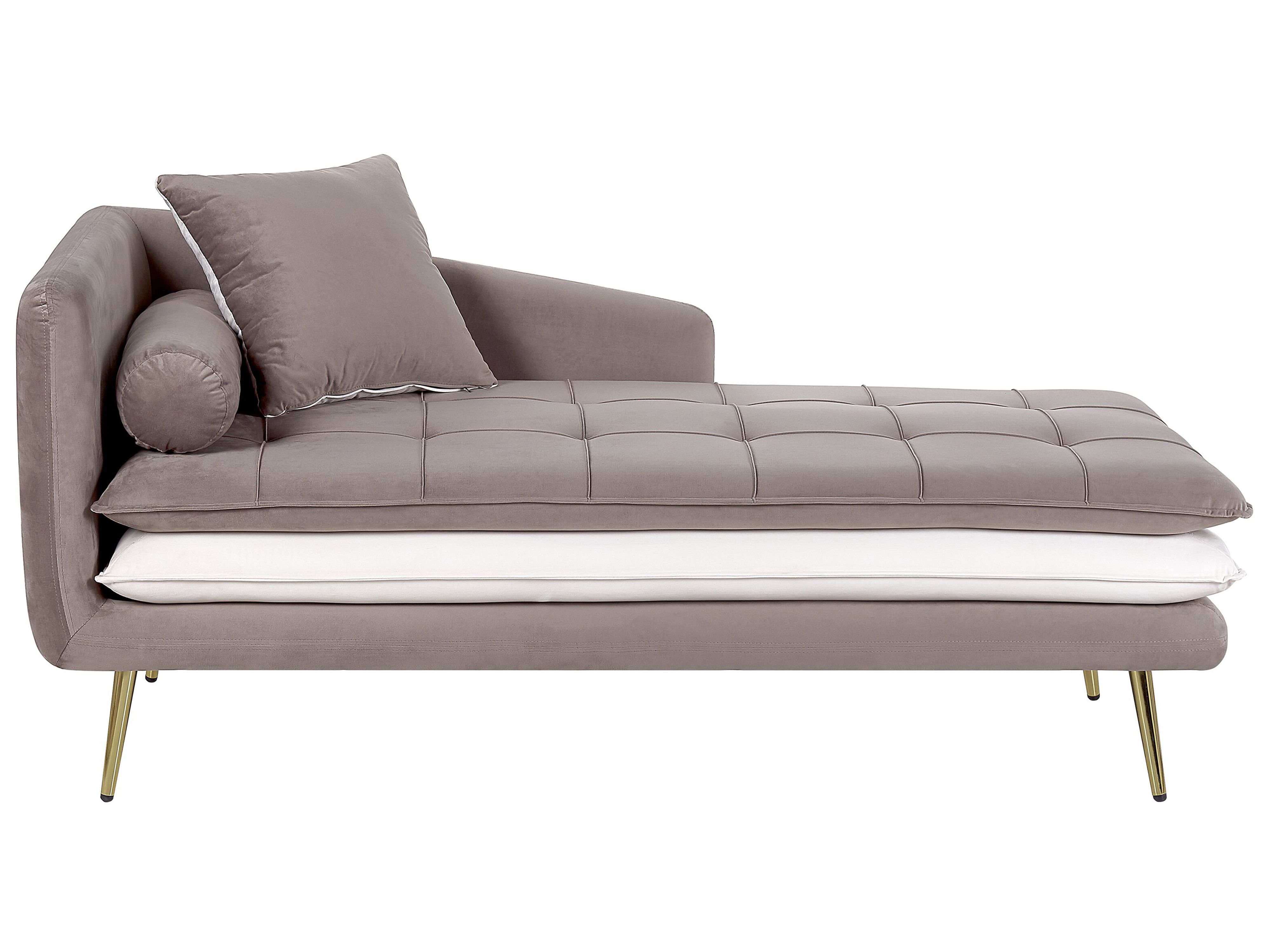 Left-Hand Chaise Lounge GONESSE Velvet Light Brown