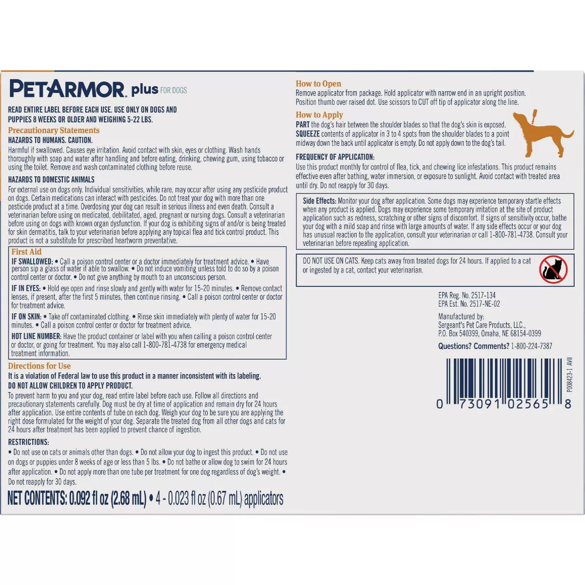 PetArmor Plus For Dogs 5 to 22 Lb. Flea & Tick Topical Treatment (3-Pack)