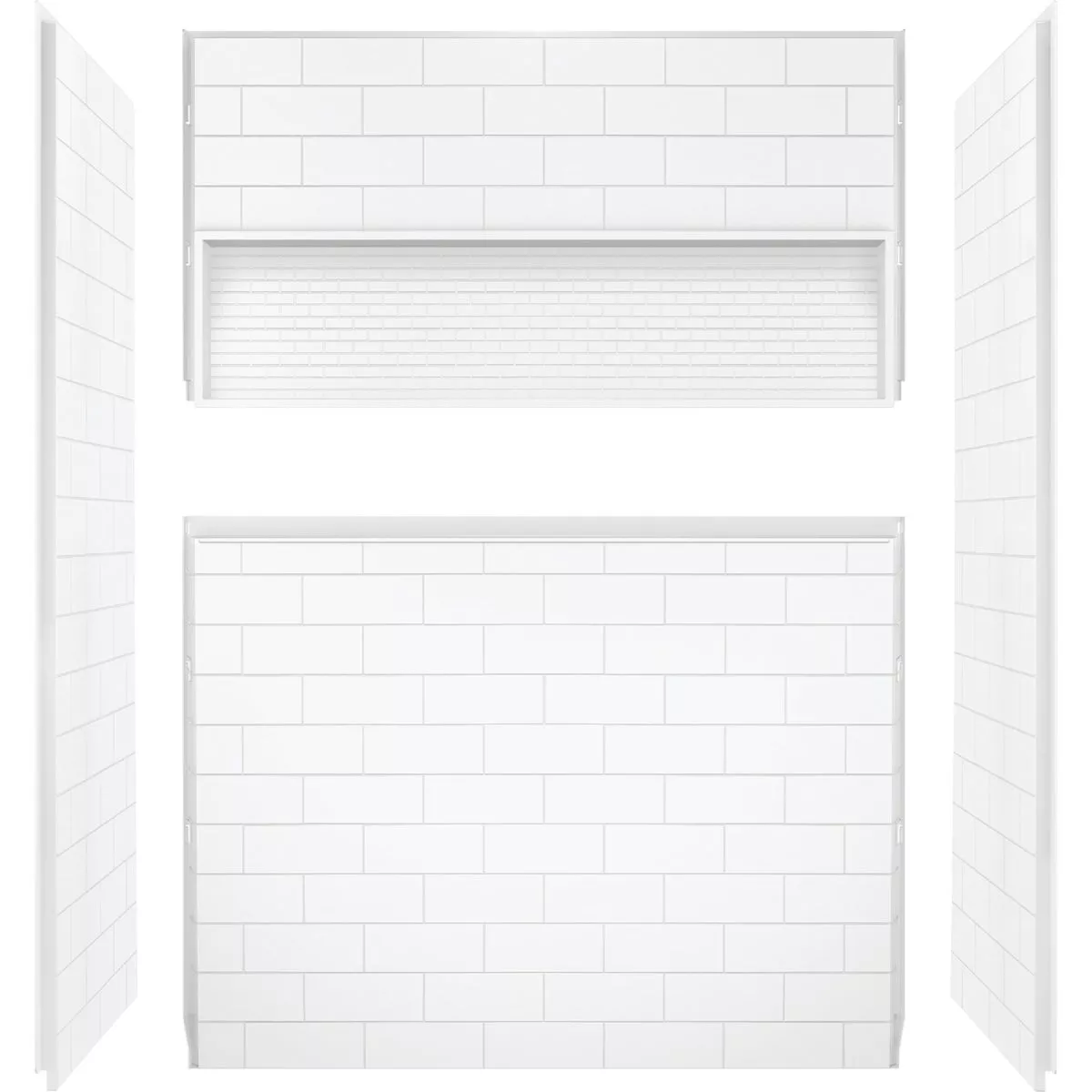 Bootz NexTile 6032 60 In. x 74 In. x 32 In. Direct-to-Stud Shower Wall Kit in White (4-Piece)