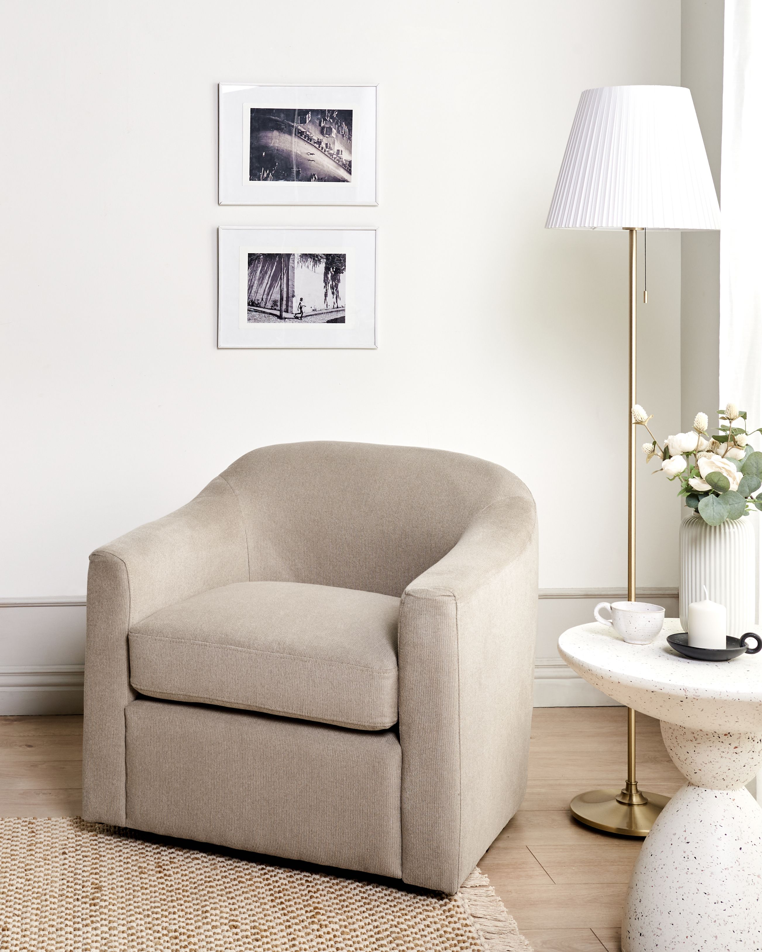 Swivel Armchair MAGNOR Fabric Taupe