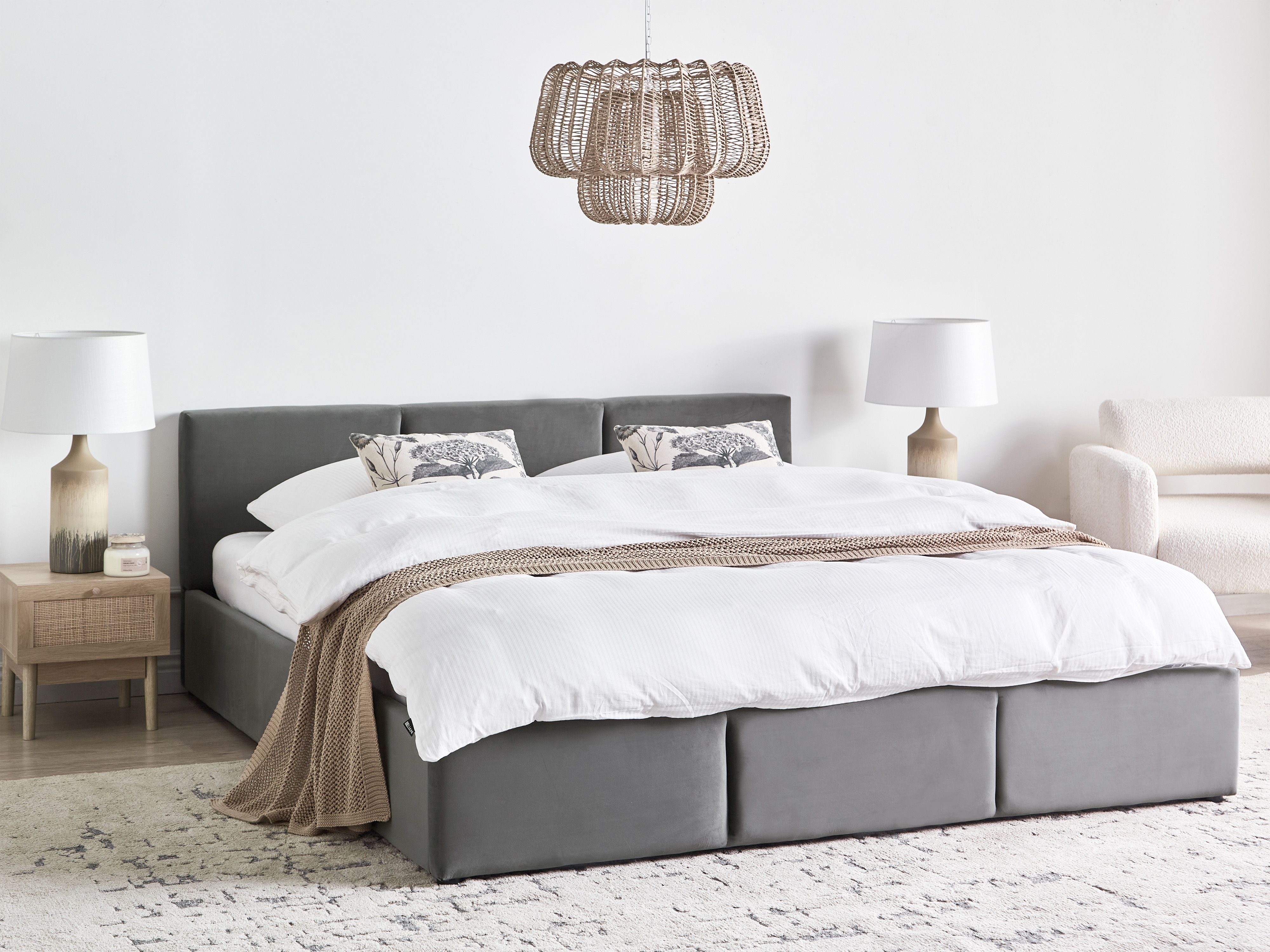 Ottoman Bed Velvet BOUSSE 180 x 200 cm (EU Super King) Dark Grey
