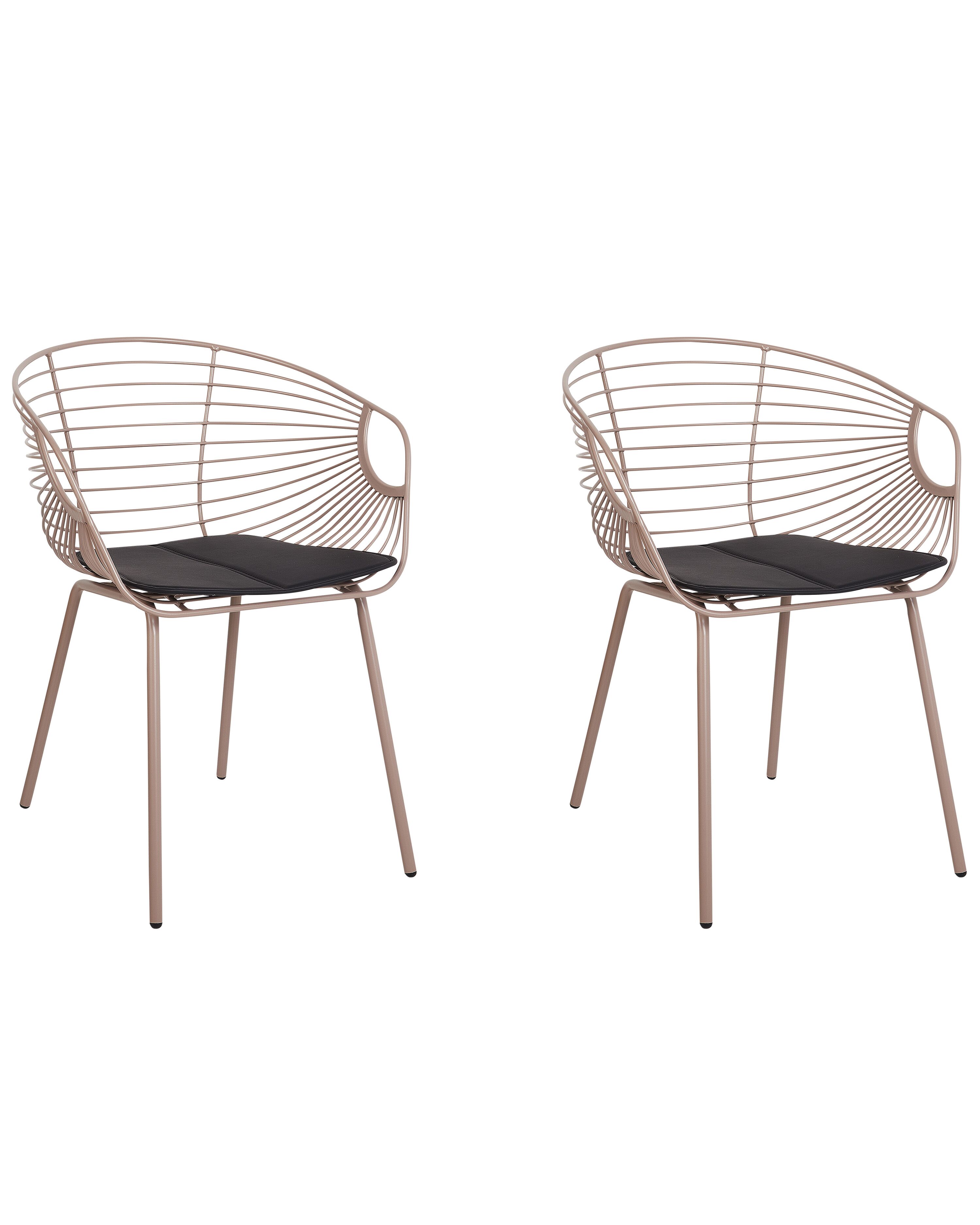 Set of 2 Dining Chairs HOBACK Metal Beige