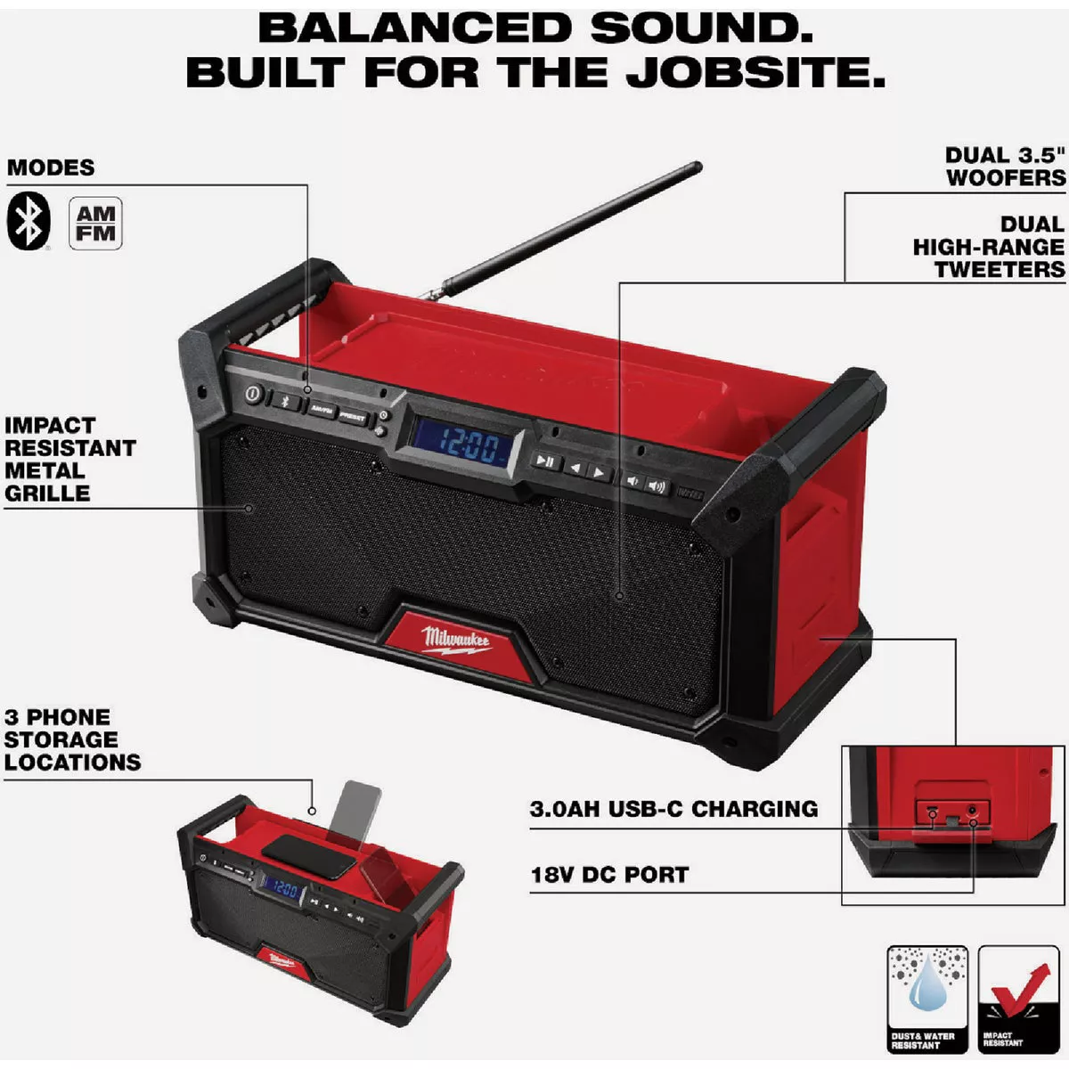 Milwaukee M18 Bluetooth Cordless Jobsite Radio (Tool Only)