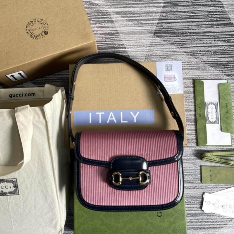 Replica Gucci Horsebit 1955 Small Bag 602204 Pink Corduroy1:1High-quality replica