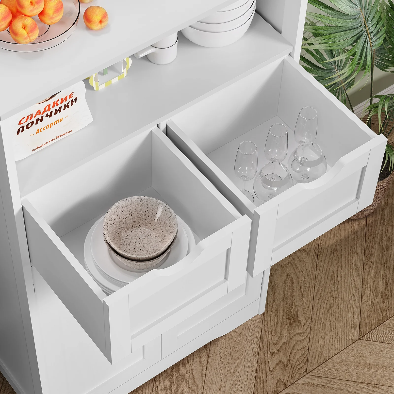 FANGSUM Rattan Storage Cabinet with 2 Drawers & 2 Shelves, Floor Cabinet for Living Room - Image 30