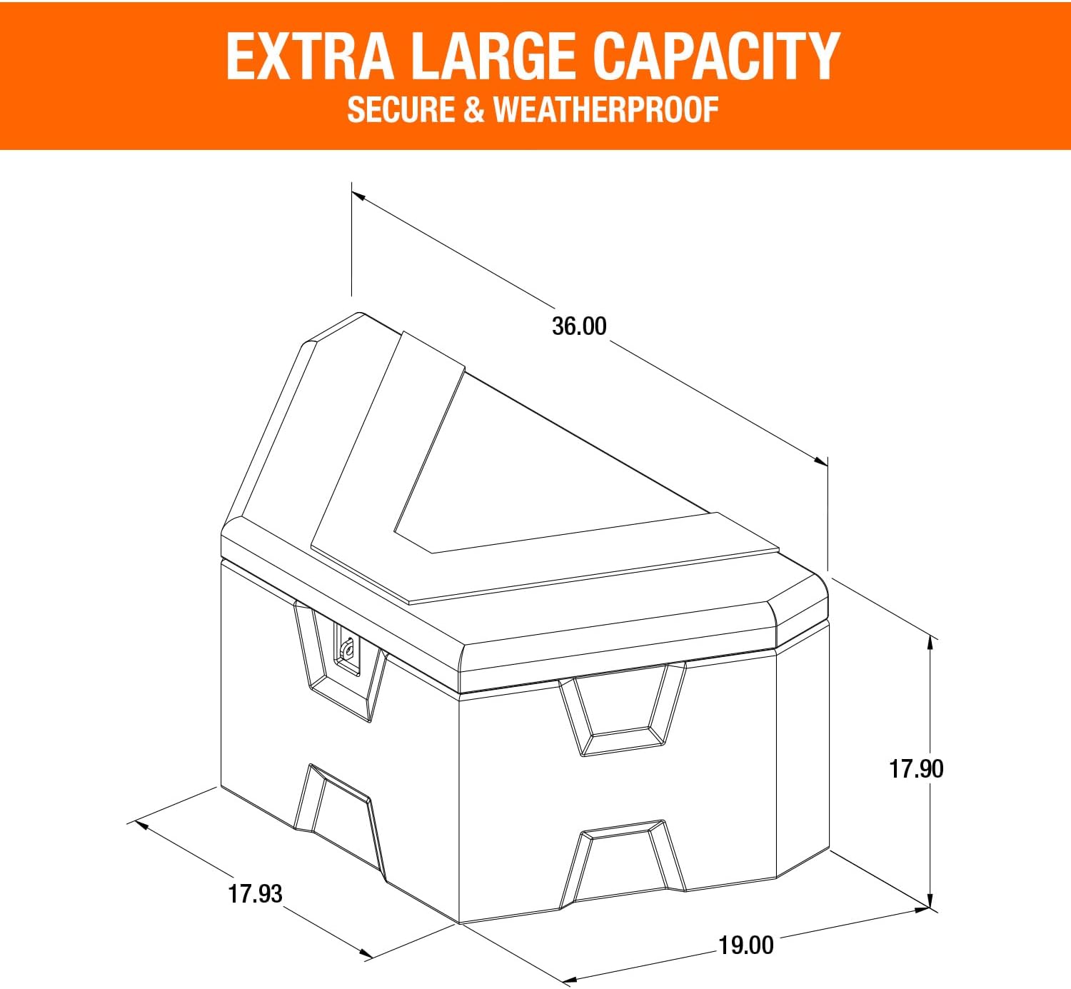 Buyers Products 1701680 Black Poly Trailer Tongue Truck Tool Cargo Storage Box,18 x 19 x 36 Inch, Made In The USA, Trailer Tongue Box For Storage And Organization, Trailer Storage Box