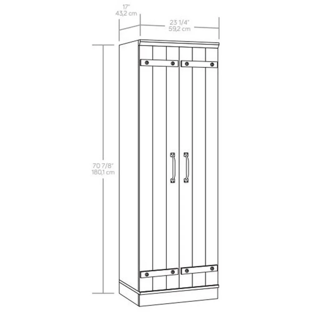 Pemberly Row Farmhouse Engineered Wood 2-Door Narrow Storage Cabinet in Salt Oak - Image 26
