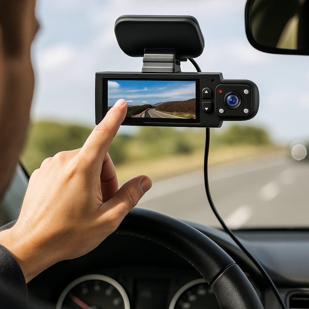 1080p Autodashcamera met Dubbele Lens en WiFi – Nachtzicht, Groothoek, Ingebouwde Microfoon en Luidspreker