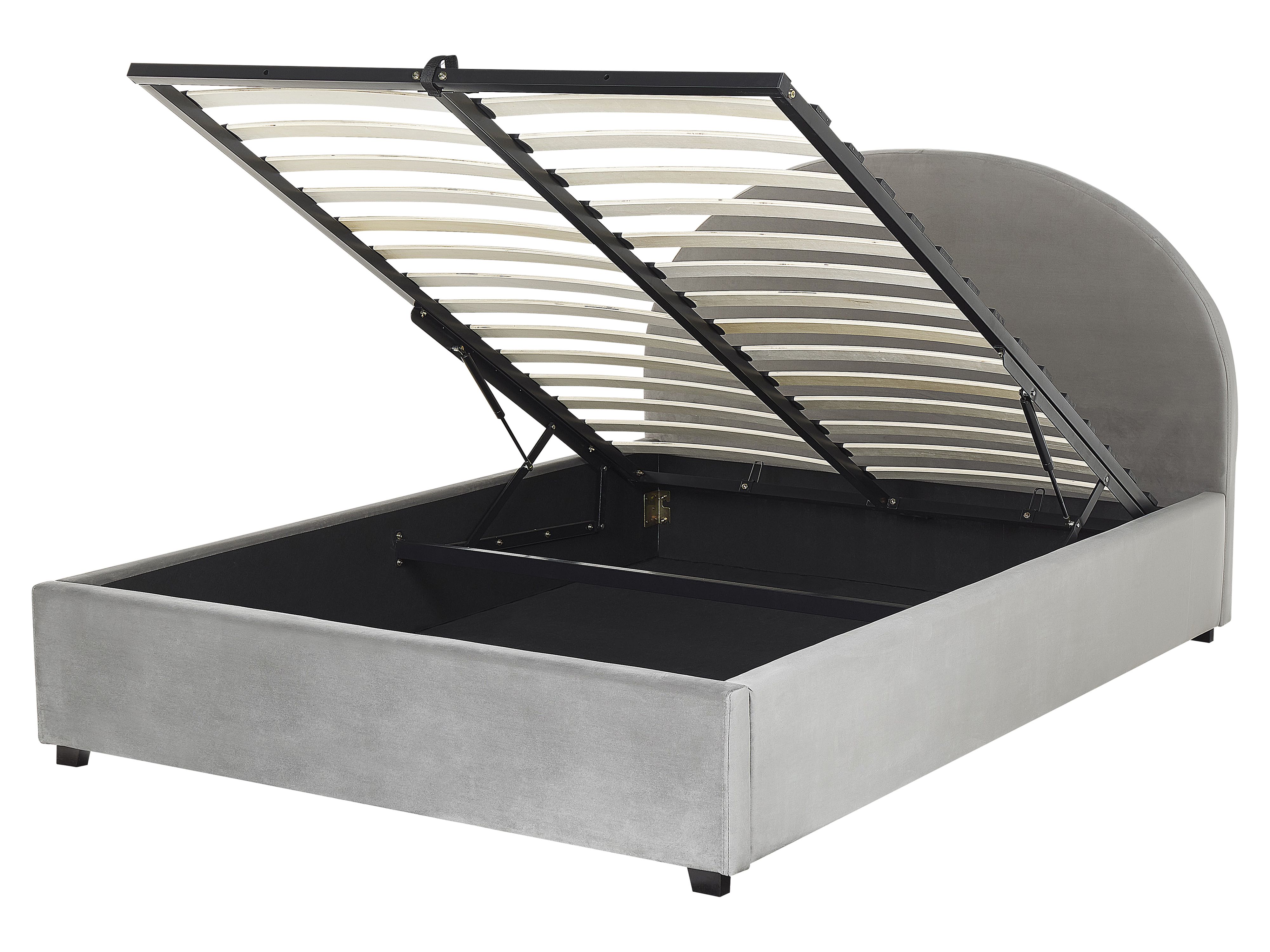 Ottoman Bed Velvet VAUCLUSE 160 x 200 cm (EU King Size) Light Grey