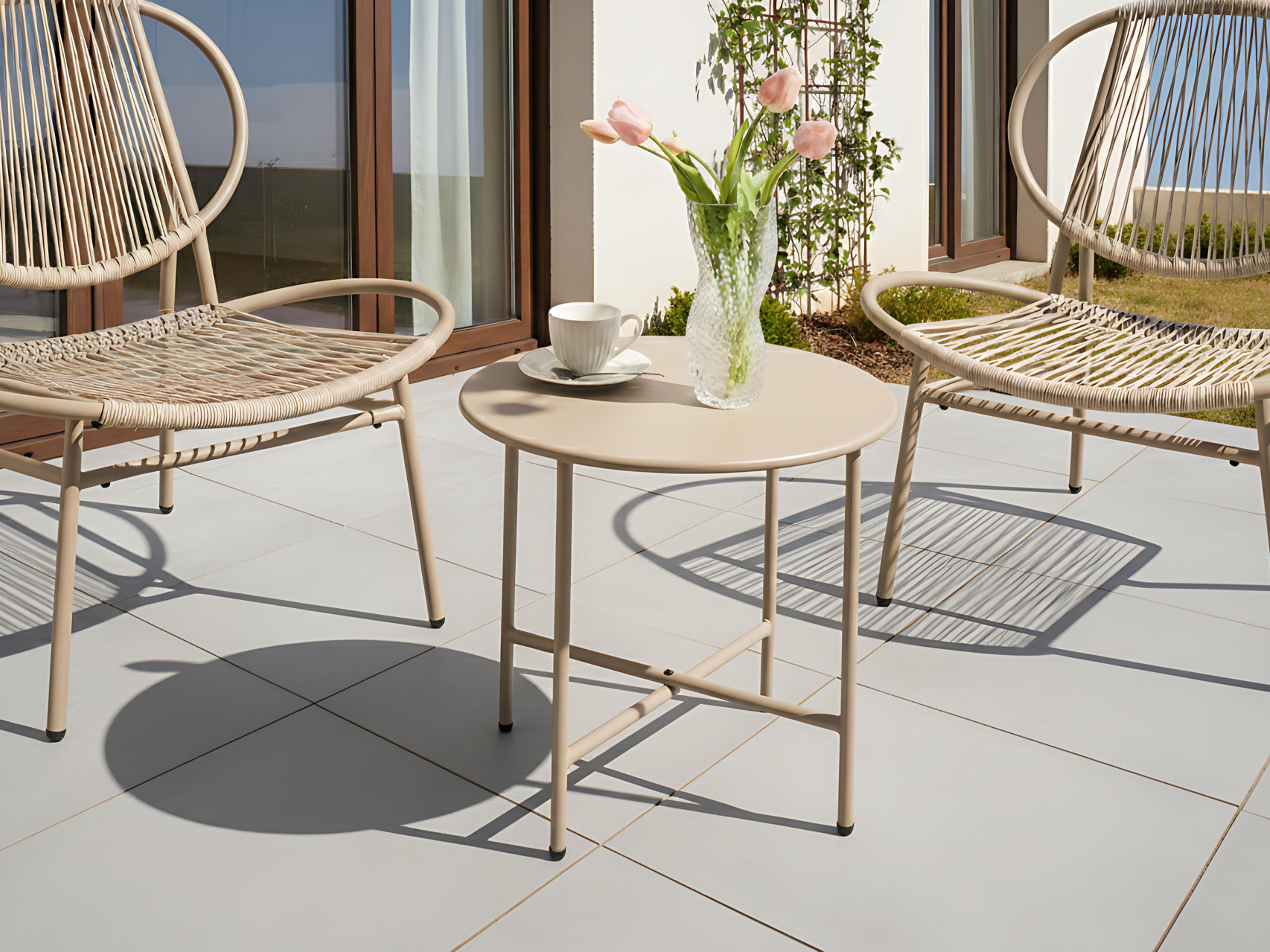Bistro Table OVARO 50 cm 50 cm Metal Beige