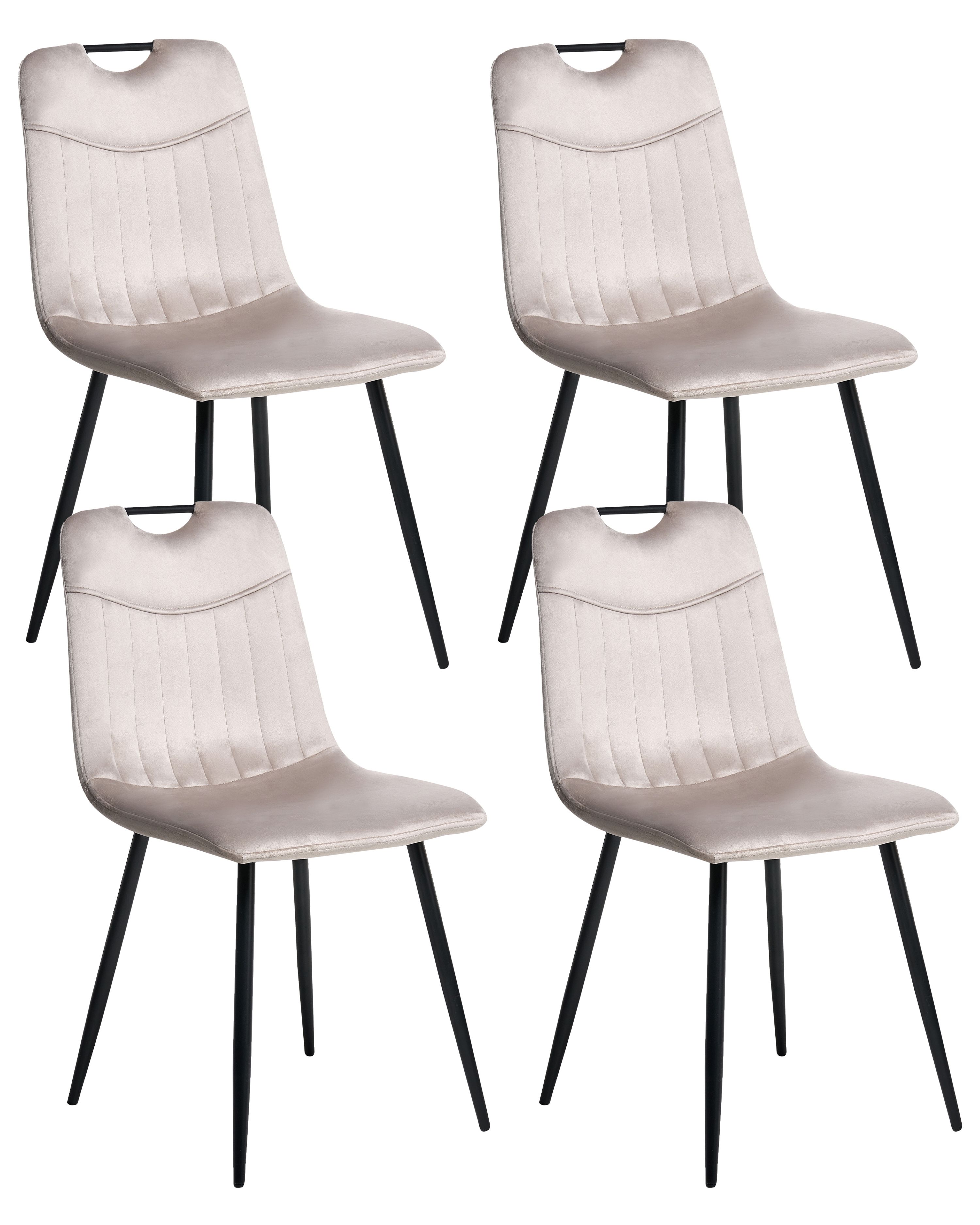 Set of 4 Dining Chairs ARGYLE Velvet Taupe