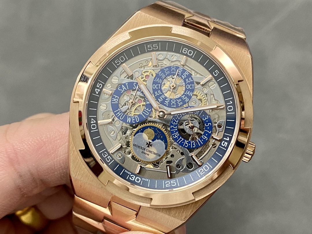 Fake Vacheron Constantin Replica Watch Overseas perpetual calendar ultra-thin skeleton Boutique Exclusive 41.5 MM PINK GOLD 4300V/220R-B642(1:1 replica) - Top club