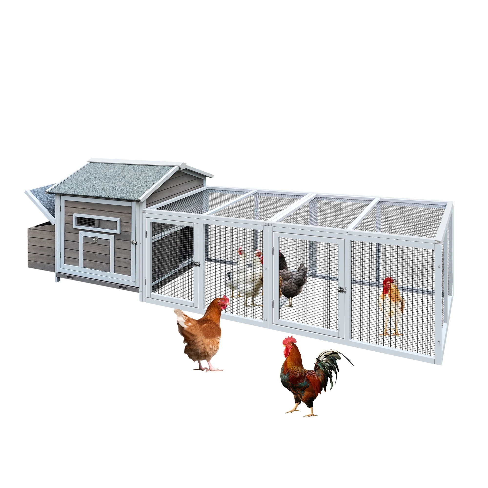 Pefilos 55" 2 Story Rabbit Hutch with Ramp, Tray, Wood Bunny Cage Poultry Chicken Coops, Beige - Image 31