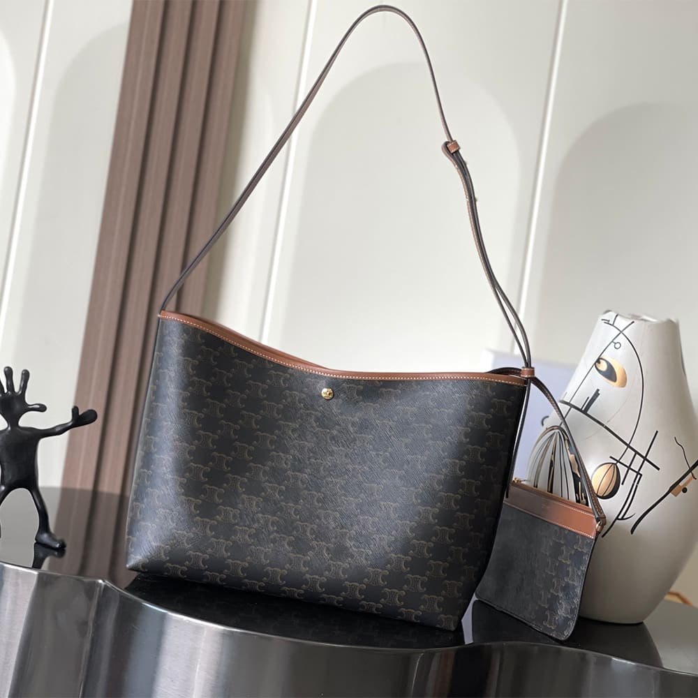 Celine SOFT SHOPPER BAG IN Triomphe Canvas and Calfskin1:1High-quality replica