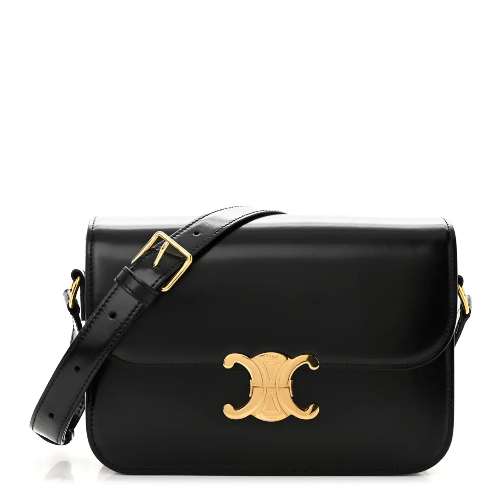 Replica Celine Black Shiny Calfskin Bag with Gold Hardware1:1High-quality replica