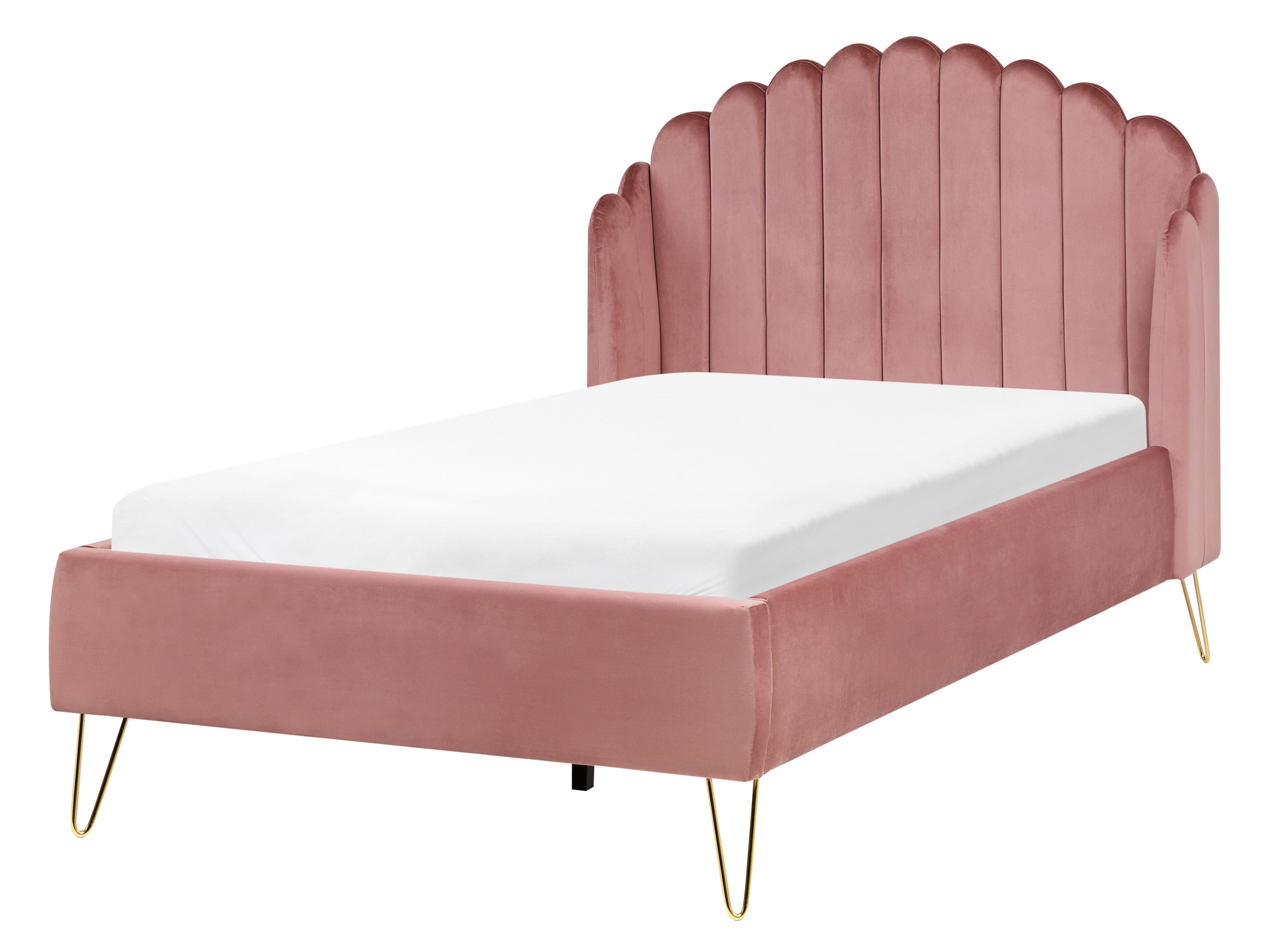 Bed Velvet AMBILLOU 120 x 200 cm (EU Small Double) Pink