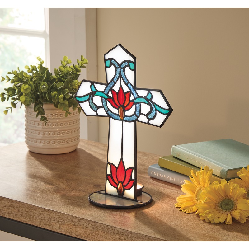 Stained Glass Cross Candleholder - MIDNIGHT VELVET CATALOG