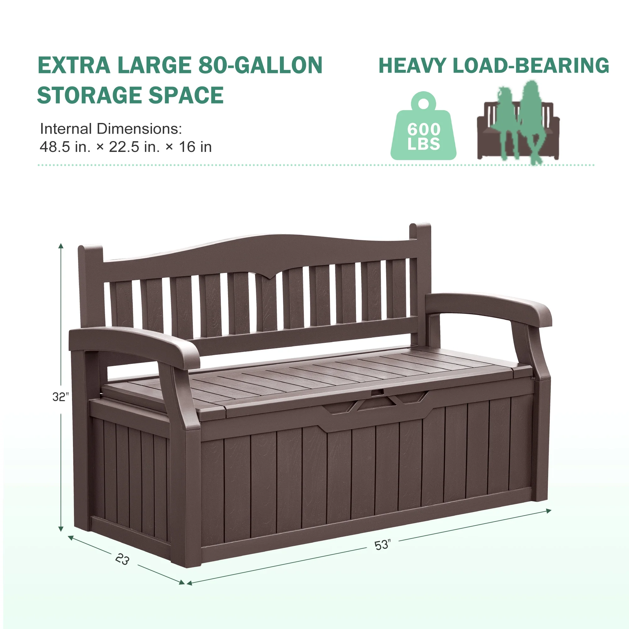 Homall 80 Gallon Plastic Storage Bench Made Of Durable Weatherproof Resin And Deck-Box Organized Storage Compartment For Outdoor Patios And Lawns,Black - Image 11