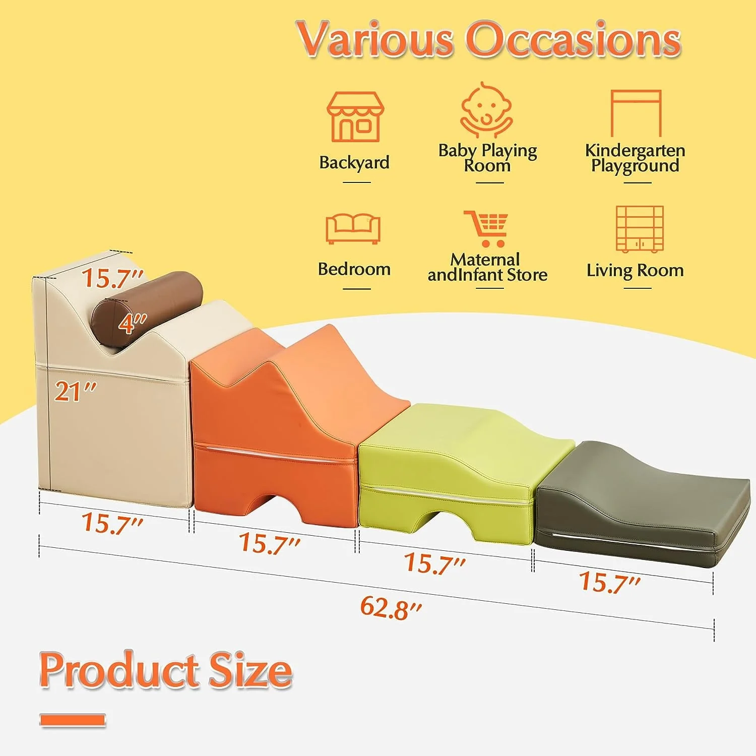 5Pcs Foam Climbing Blocks, Linor Indoor Toddler Climbing Toys for Toddlers and Preschoolers, Safe Soft Play Equipment Foam Blocks Climber, Climb & Crawl Kids Soft Foam Activity Playset - Image 7