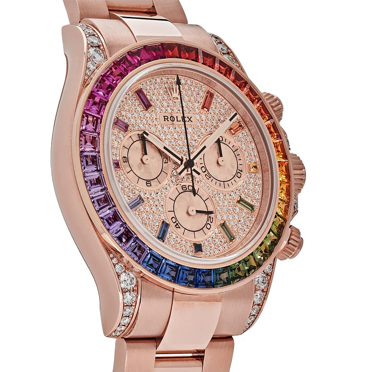 Rolex Daytona Rose Gold Rainbow Bezel Diamond Dial 116595RBOW(1:1 replica) - Top club