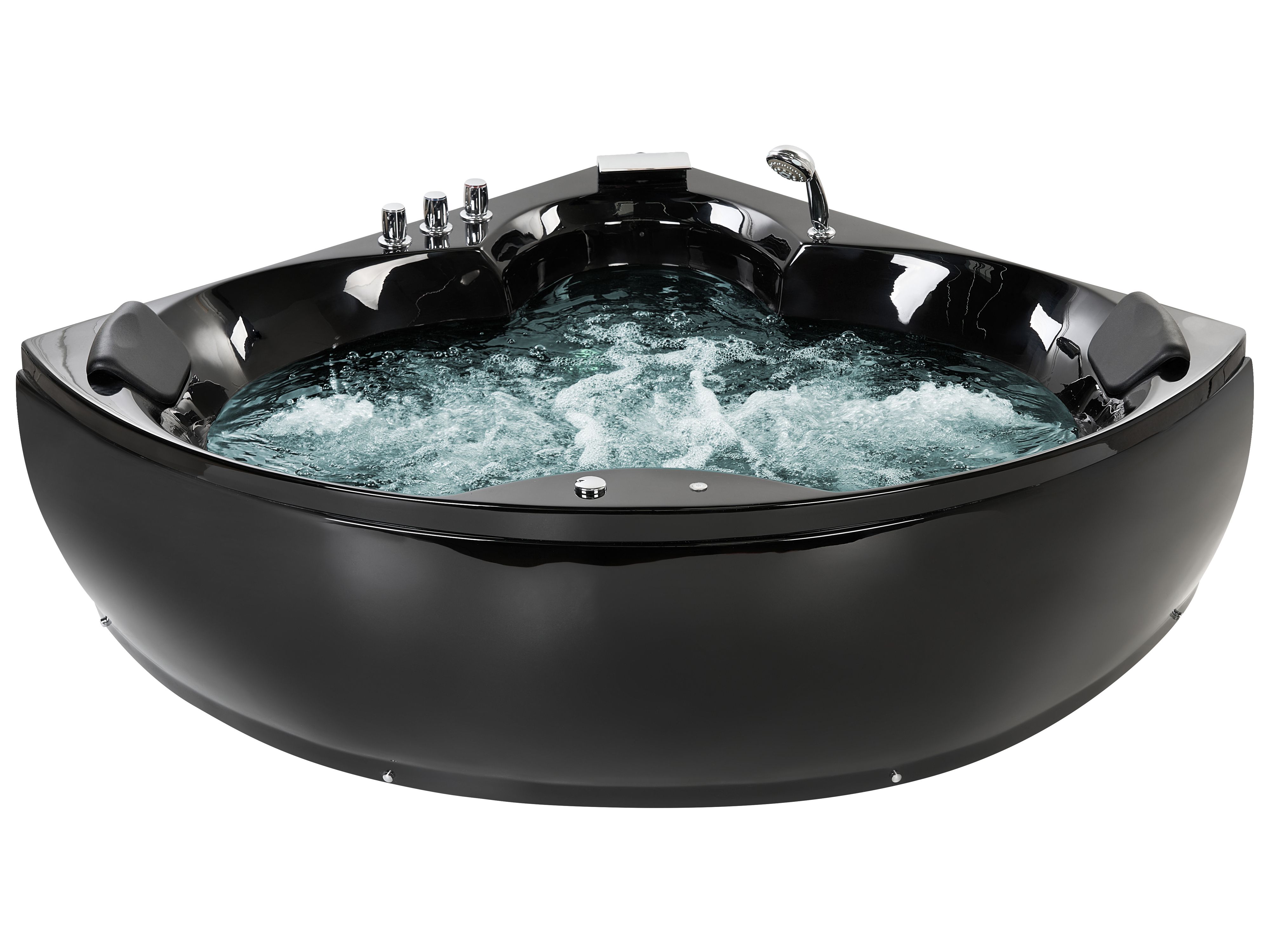 Corner Hot Tub with LED SENADO 2050 x 1500 mm Black