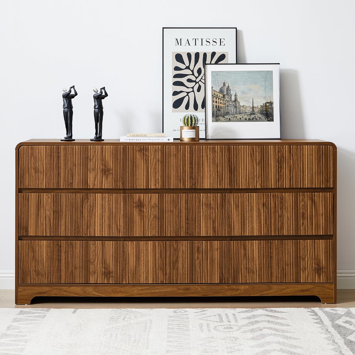 MERRYBERRY Fluted Dresser for Bedroom with 9 Drawers,63