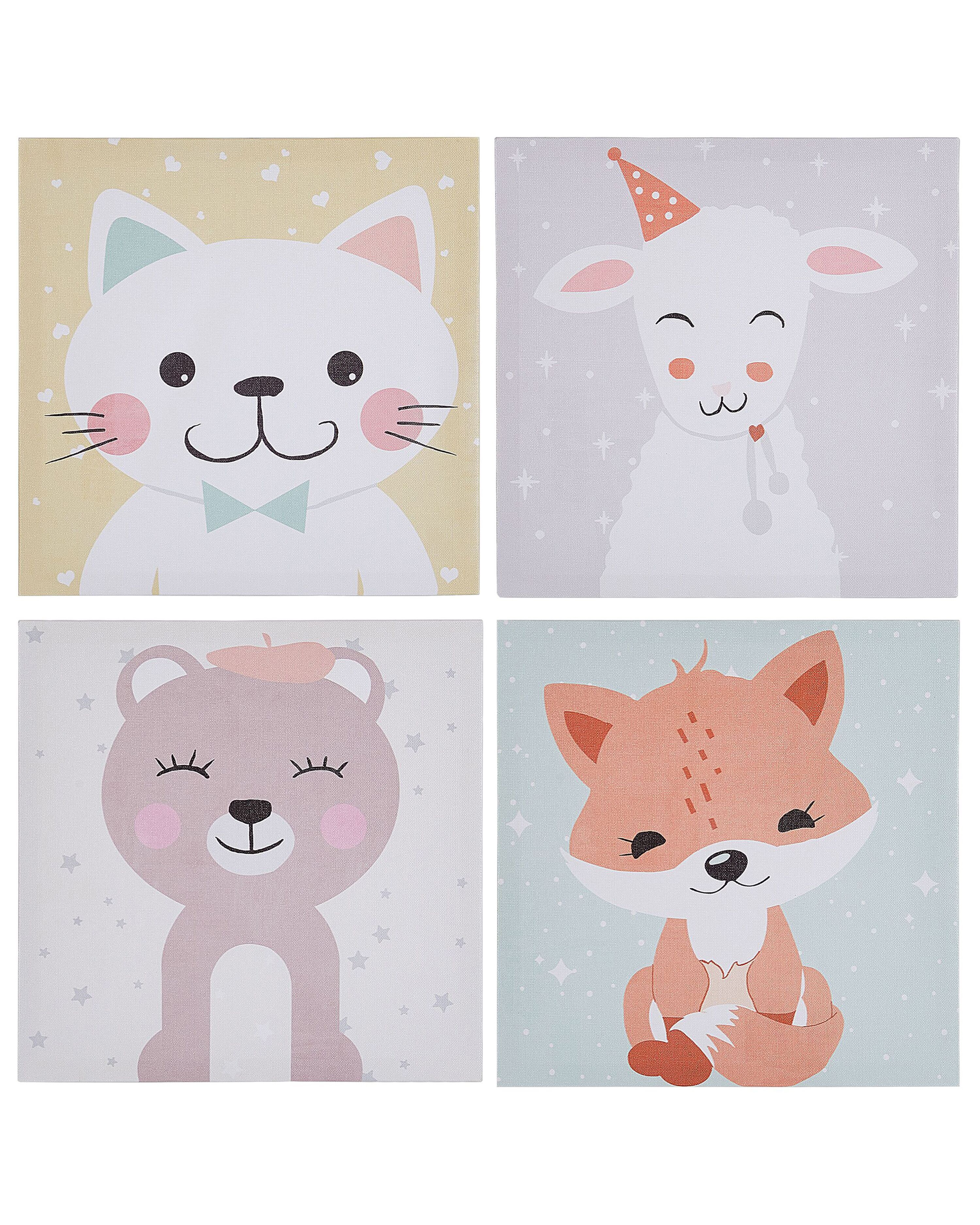 Set of 4 Canvases BOMBI Kids Motif 30 x 30 cm Multicolour