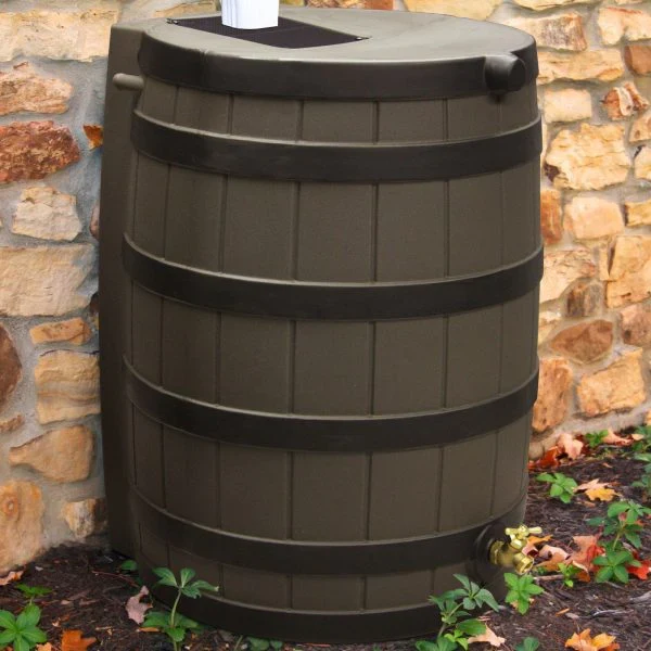 Good Ideas Rain Wizard 40 Gallon Rain Barrel With Darkened Ribs - Oak - Image 2 Good Ideas Rain Wizard 40 Gallon Rain Barrel With Darkened Ribs - Oak - Image 2