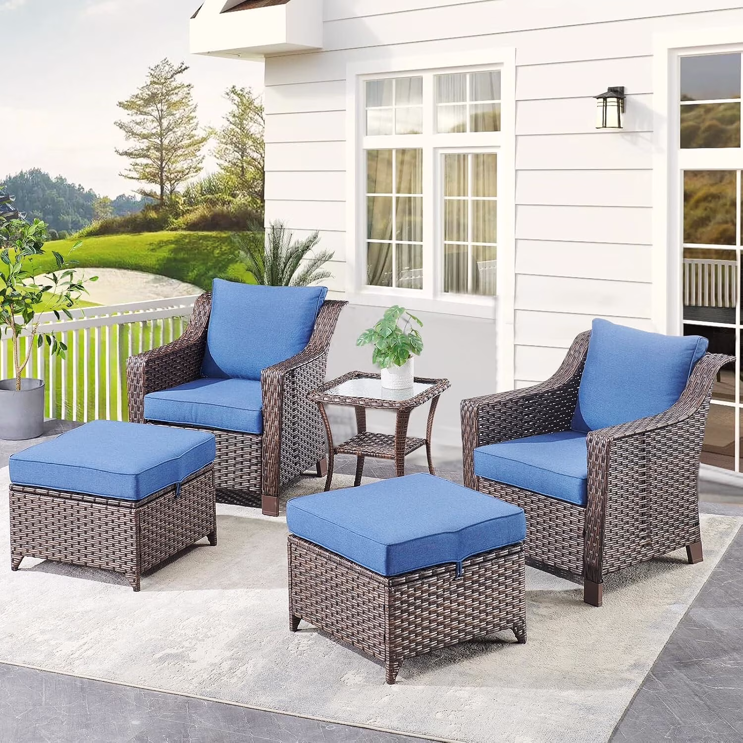 Bellefurn Outdoor Wicker Patio Chairs Set of 2 with Side Table,All-Weather Wicker Rattan Chairs Patio Furniture Chairs for Porch Balcony Backyard Yard Deck - Image 6