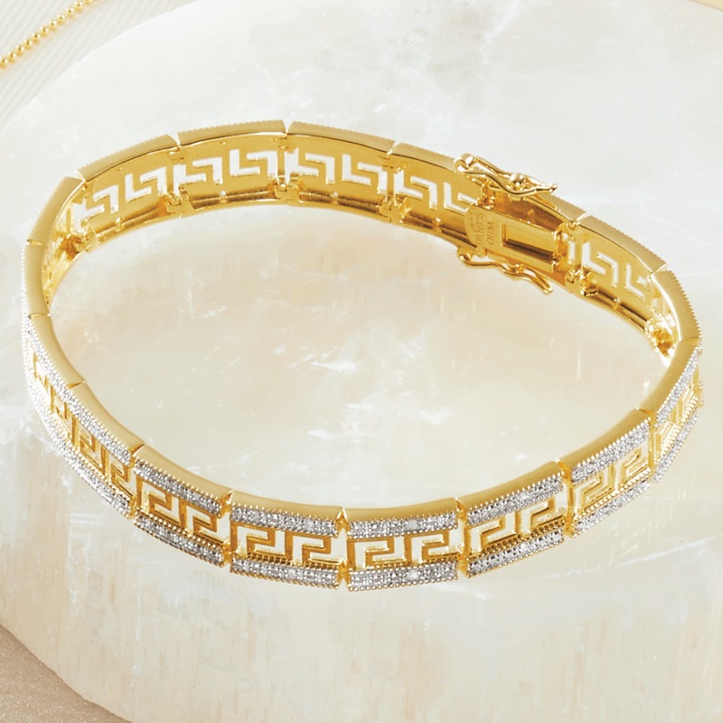Diamond Greek Key Link Bracelet - MIDNIGHT VELVET CATALOG