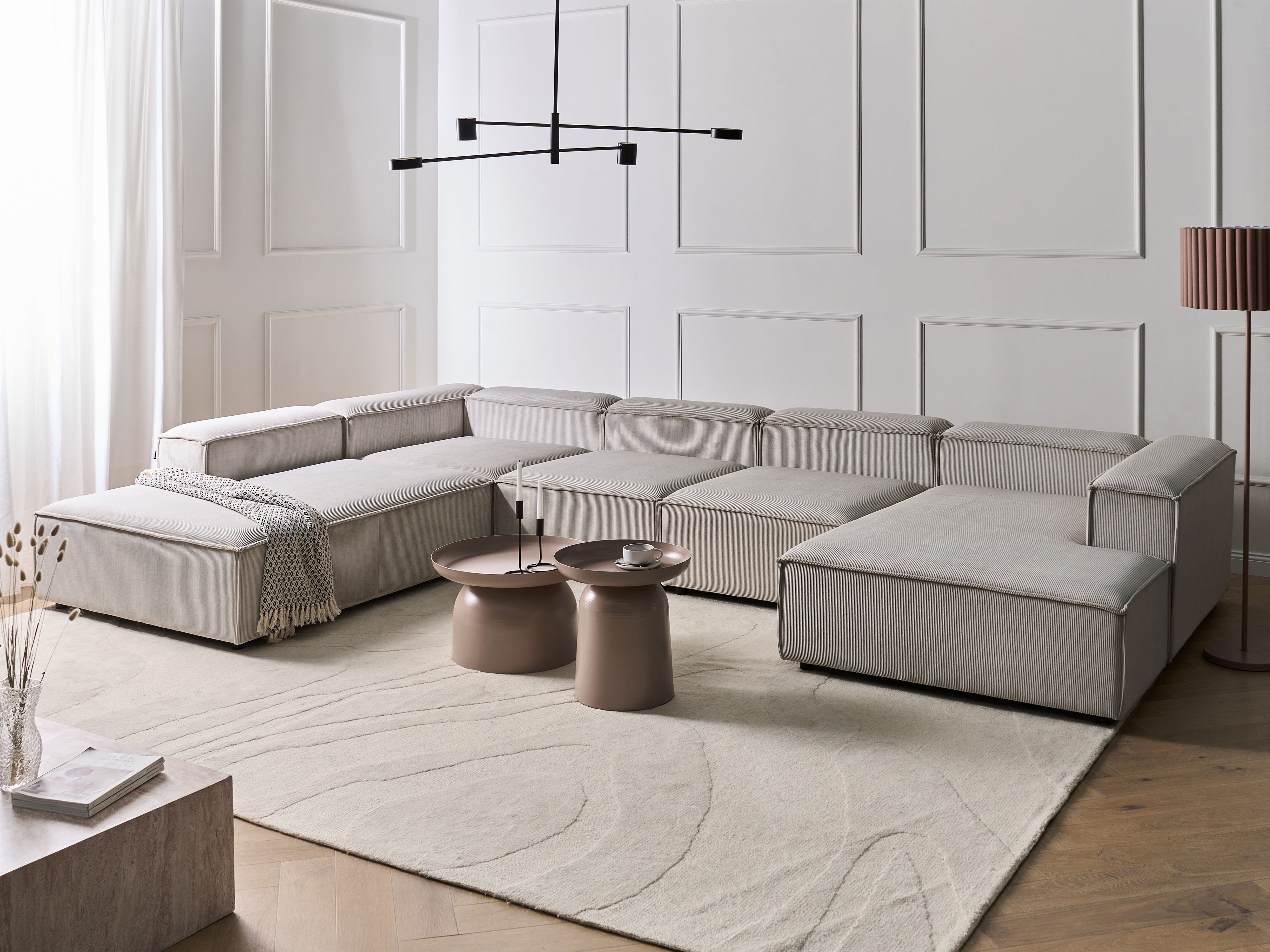 Modular Corner Sofa 5 Seater ARDAL Corduroy Taupe Right Hand