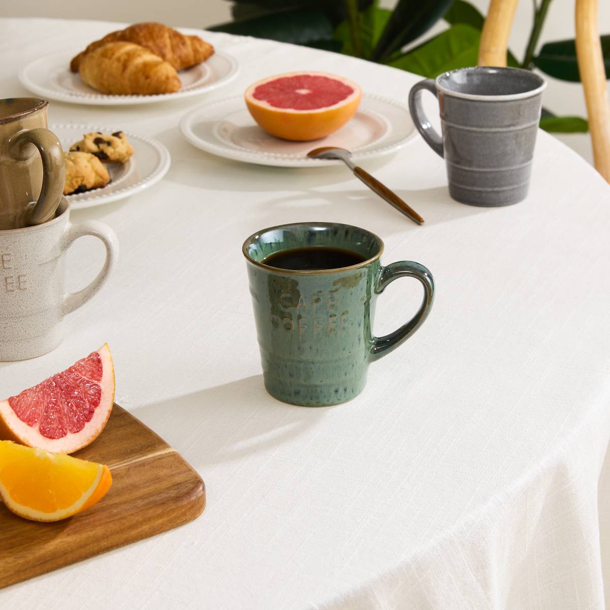 Mug"Cafe" 200 ml, earthenware, emerald green