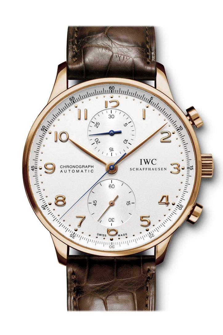 IWC Portuguese Silver Dial Chronograph Rose Gold Leather Automatic Men's Watch IW371480(1:1 replica) - Top club