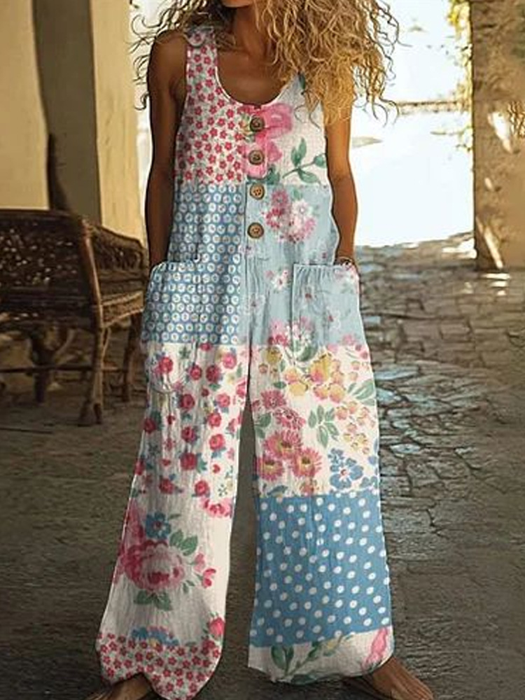 2026 New Cross-Border Women's Fashion Casual Sleeveless Loose Pocket Overalls Women's Long Jumpsuit