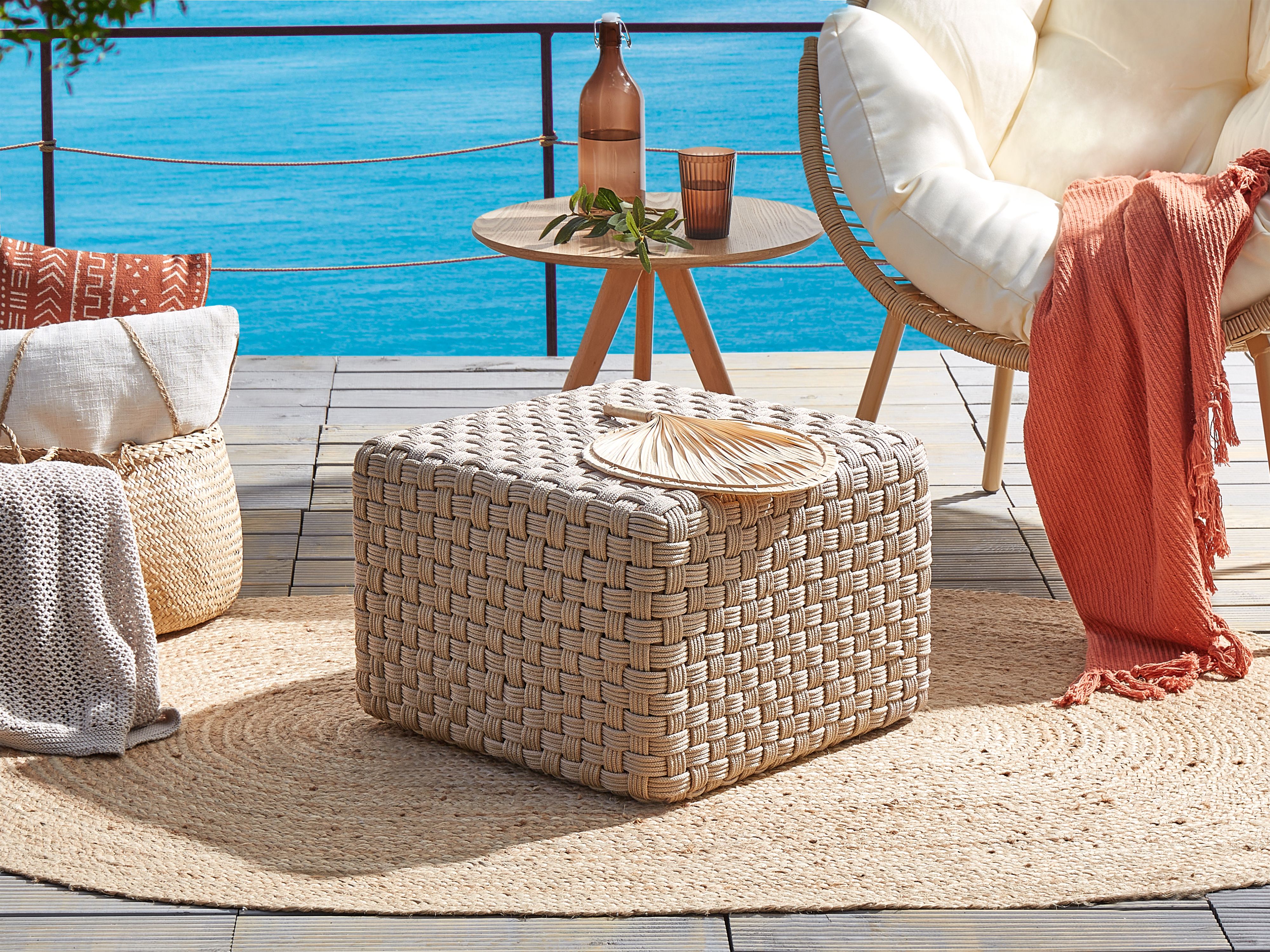 Pouffe NALLI Synthetic Material Taupe