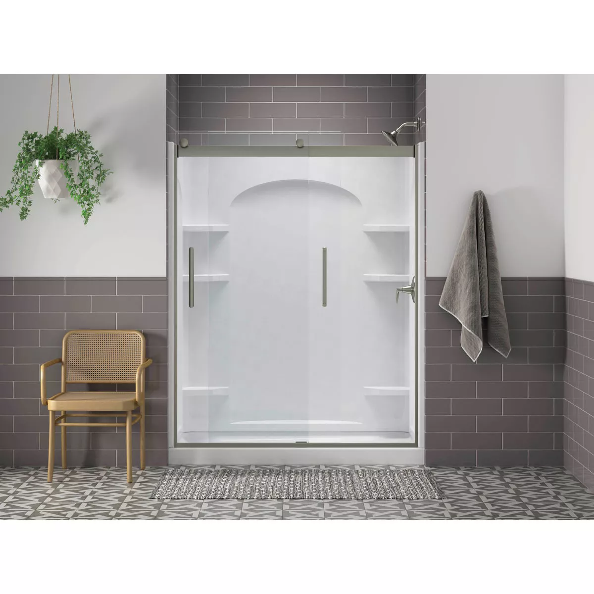 Sterling Ensemble 60 In. W. x 72-1/2 In. H. White Vikrell Shower Back Wall