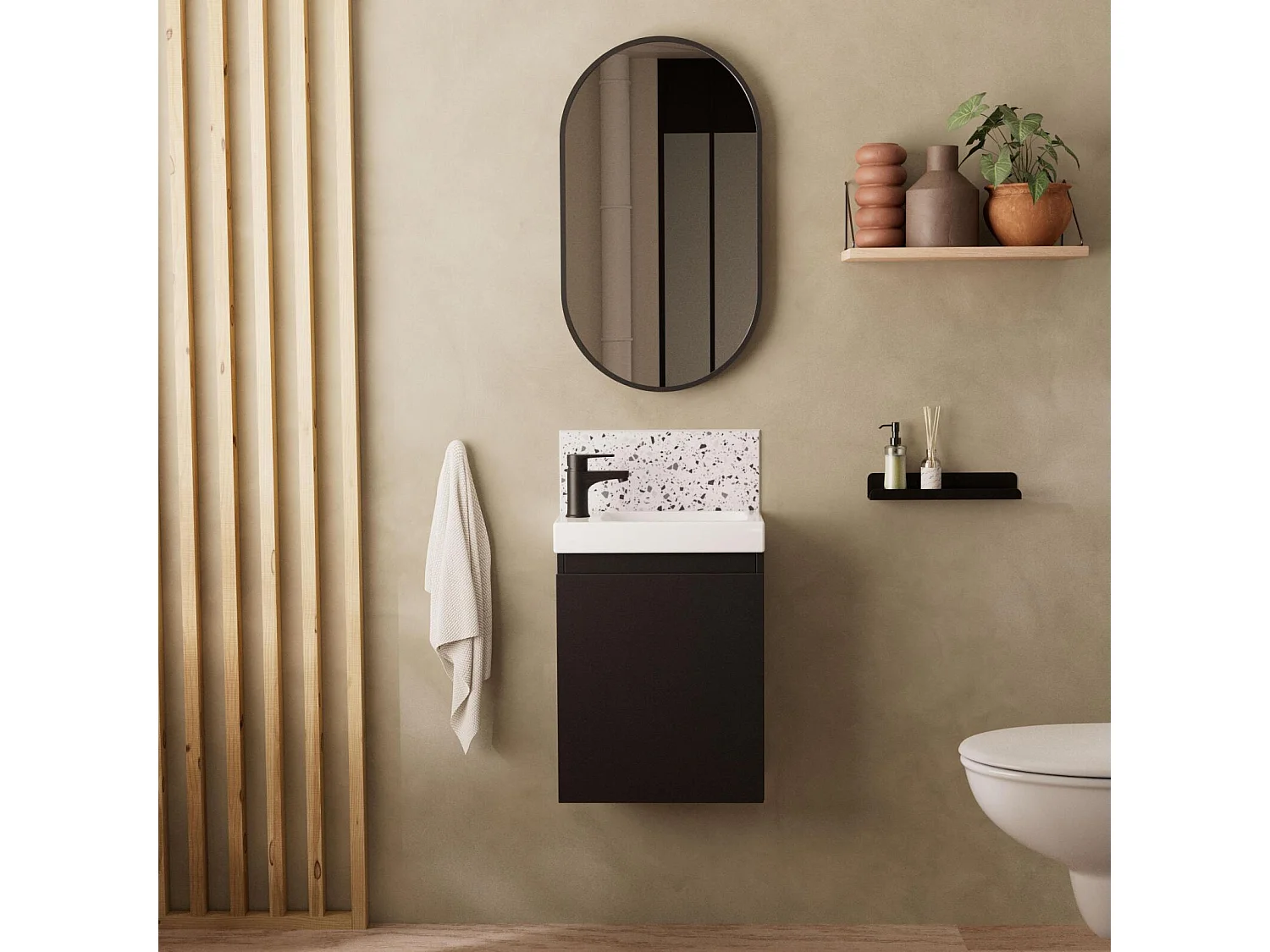 Meuble lave-mains LISA + miroir ovale