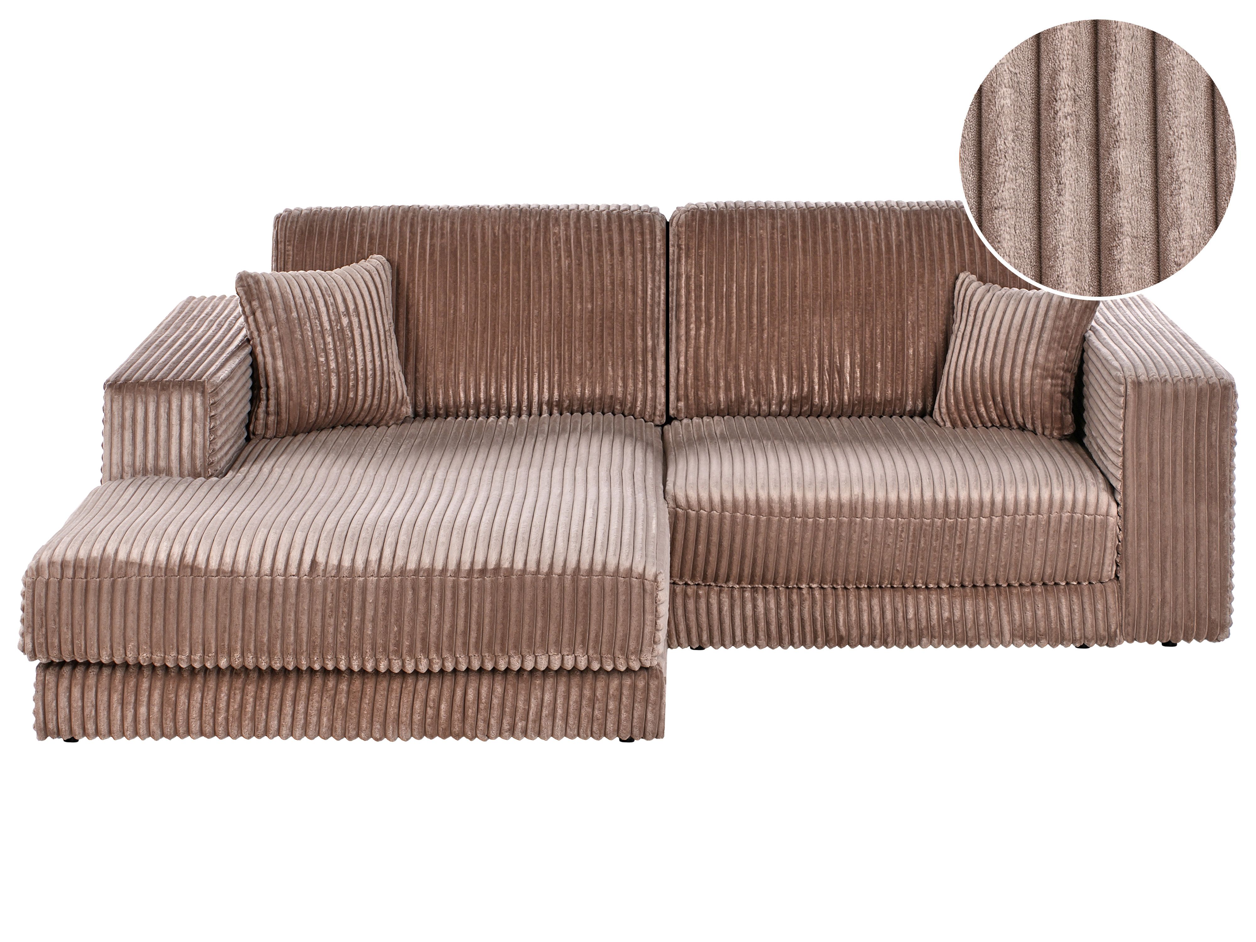 Corner Sofa 3 Seater LOFOTEN Corduroy Light Brown Right Hand