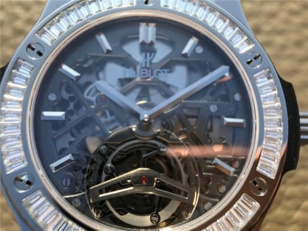 Replica Hublot Classic Fusion Tourbillon 42mm TF Skeleton Dial Black Gummy Strap A23J - Top club