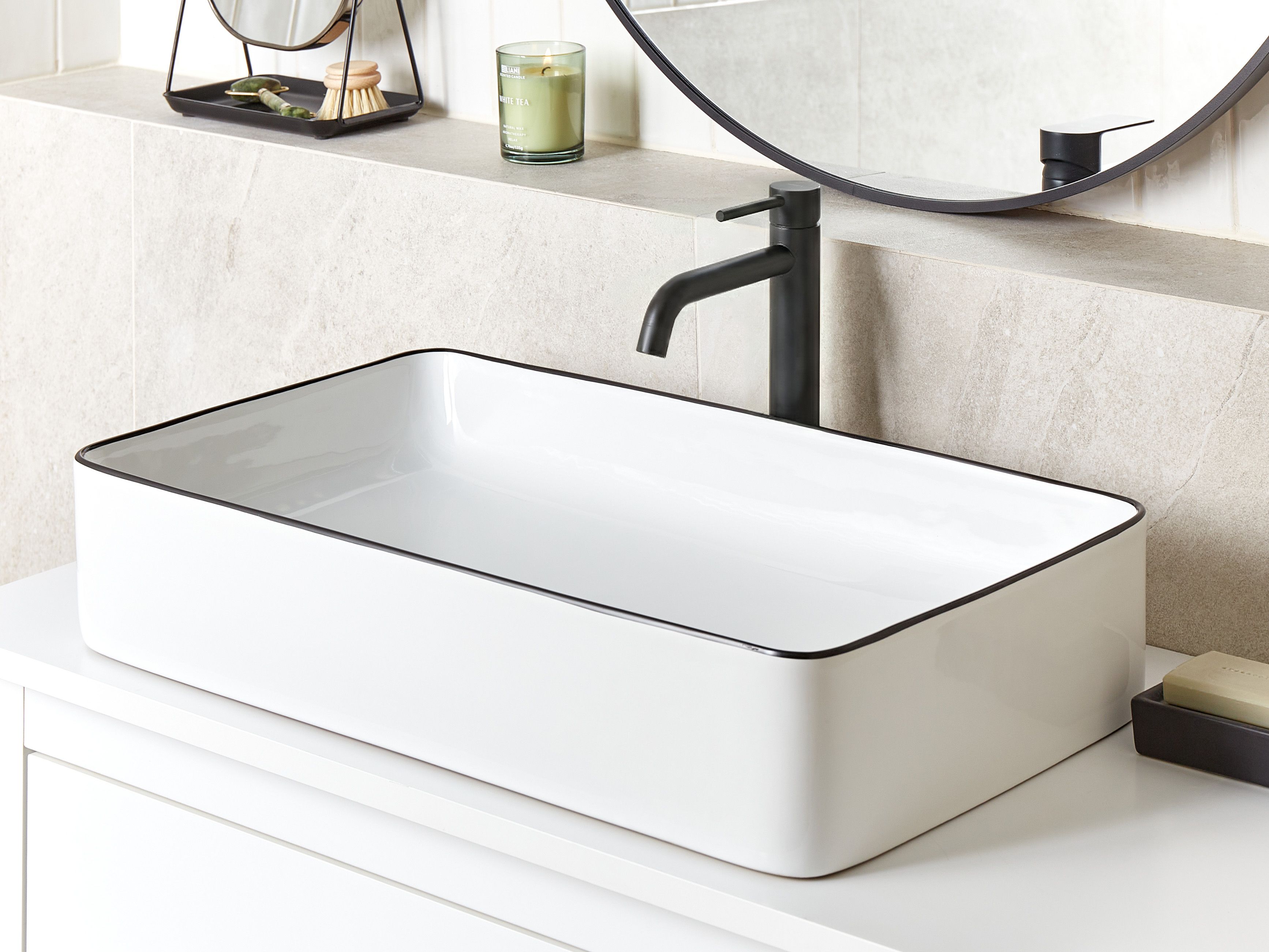 Countertop Basin XERT 610 x 350 mm Ceramic White