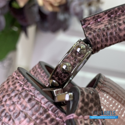 Blush Pink Lizard Embossed Mini Top Handle Handbag1:1High-quality replica