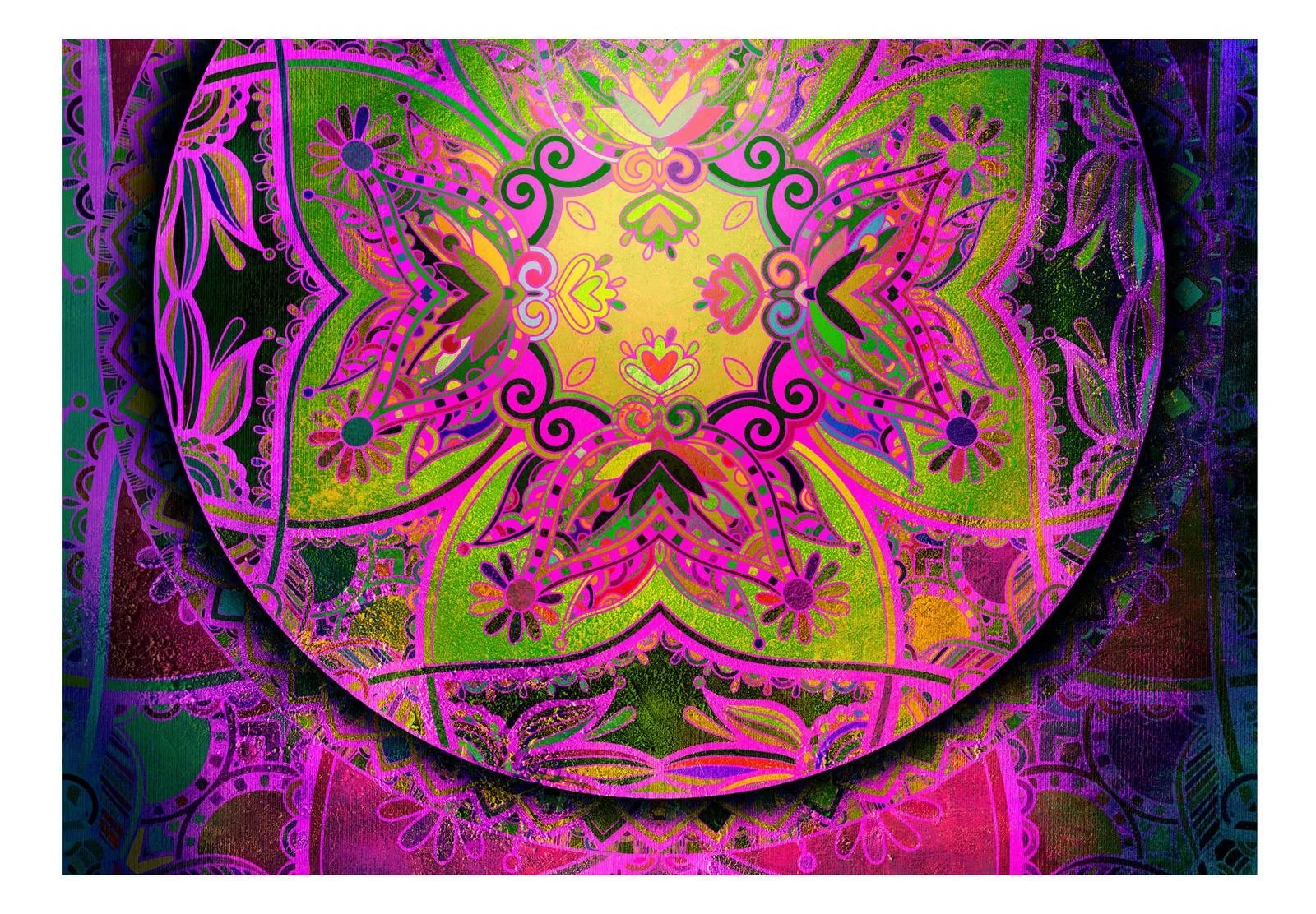Tiptophomedecor Peel and Stick Zen Wallpaper Wall Mural - Mandala Pink Expression - Removable Wall Decals