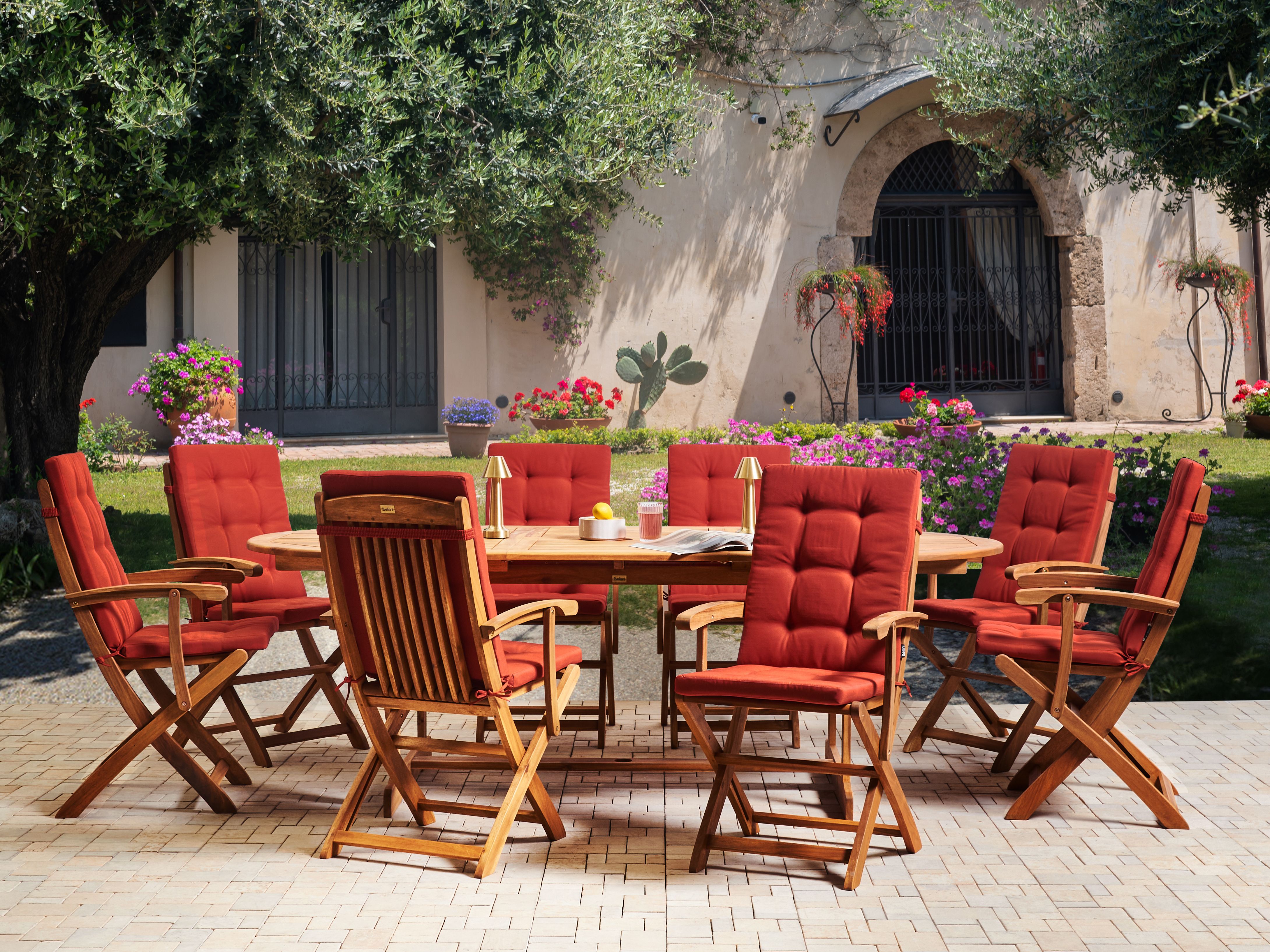 Garden Dining Set 8 Seater MAUI PREMIUM Acacia Wood Red