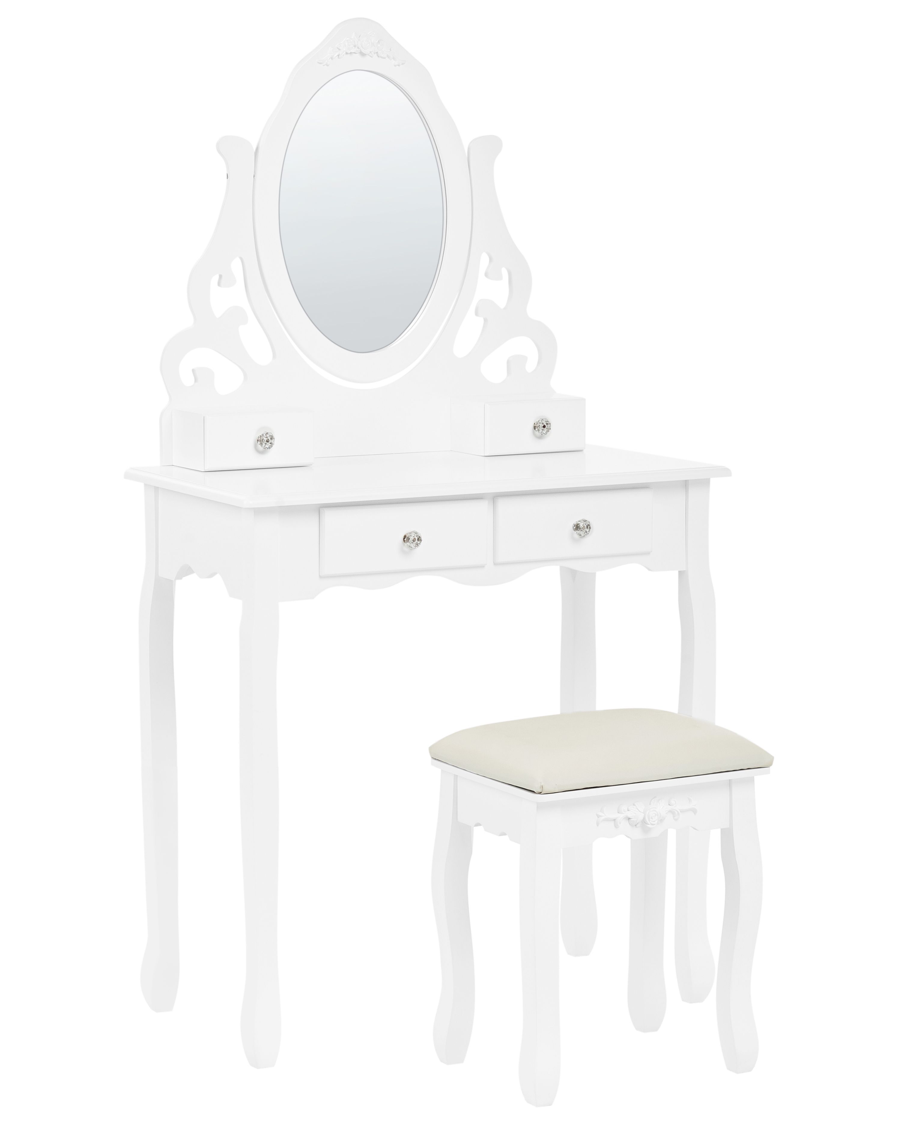 Dressing Table with Mirror and Stool AMOUR White