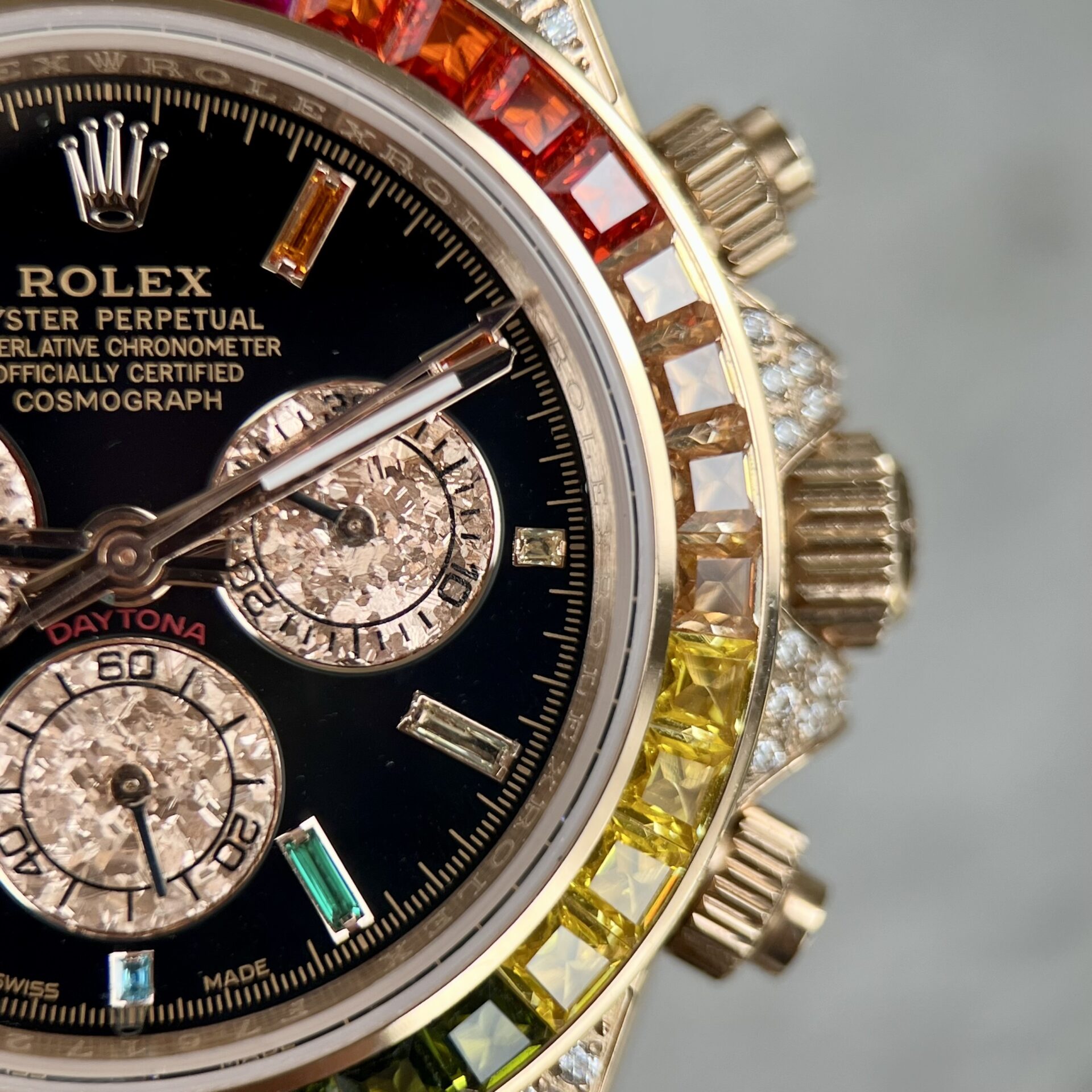 Rolex Replica 11 Watch Daytona Rainbow Rose Gold Plated  40mm - Elite Watch Atelier