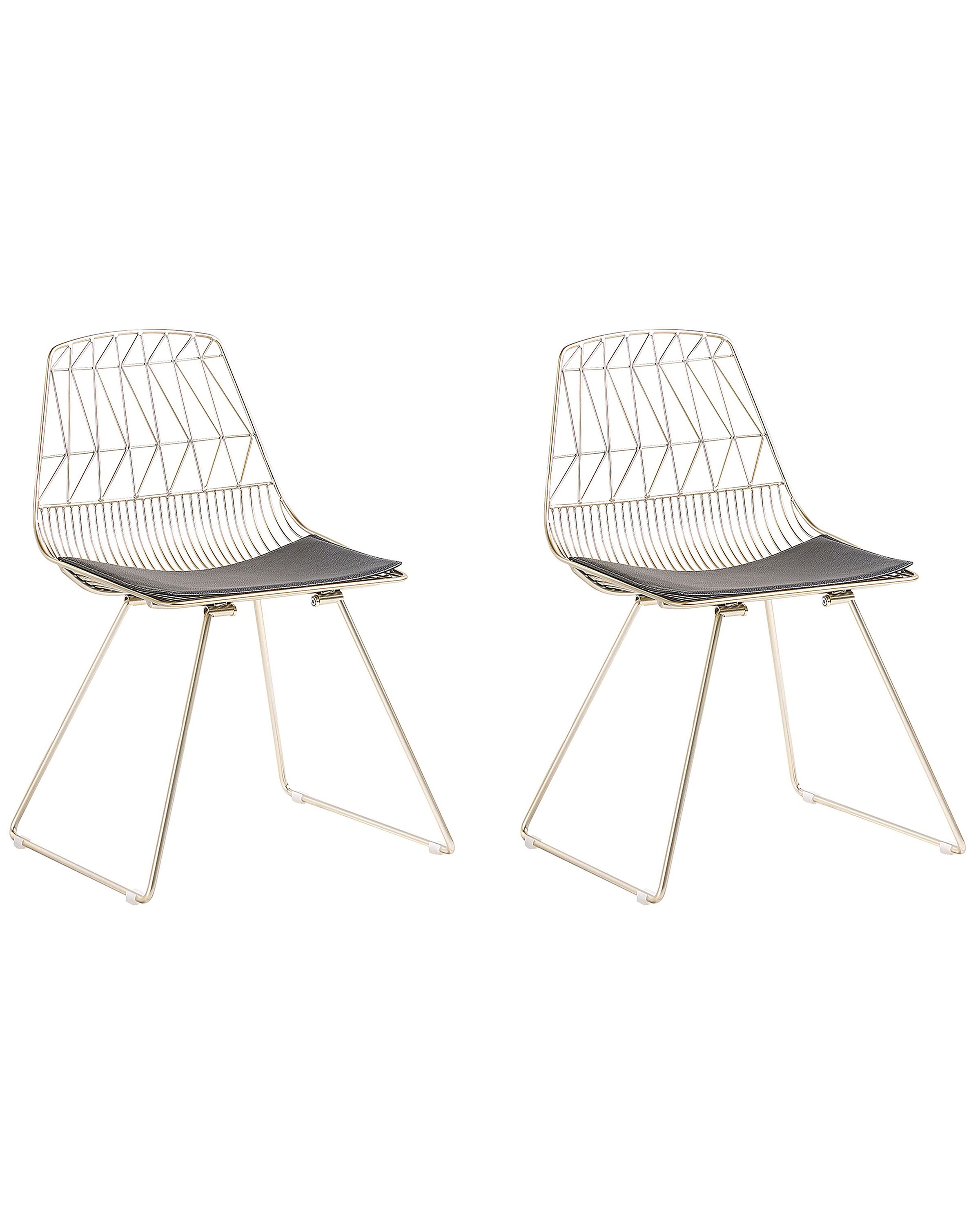 Set of 2 Dining Chairs HARLAN Metal Gold