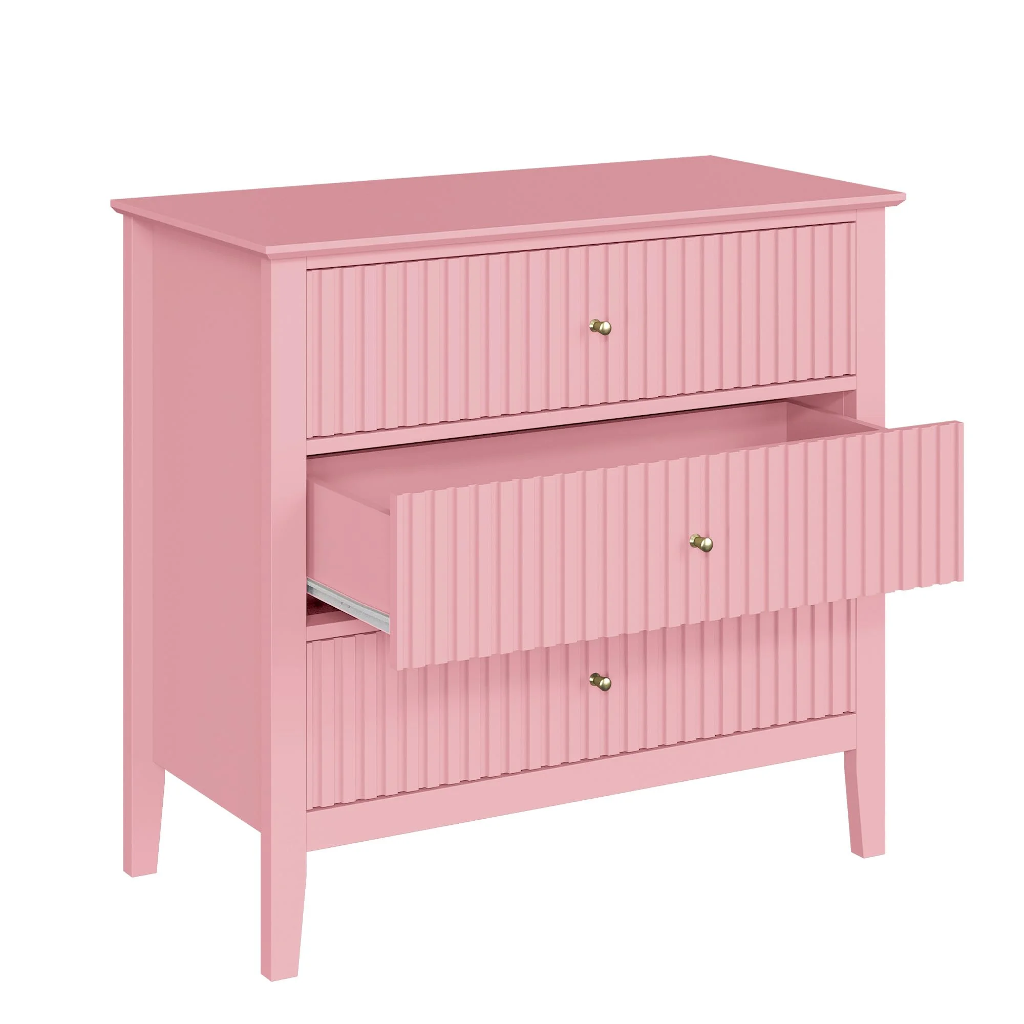 Heynemo Beige 6 Drawer Dresser, Fluted Modern Wood Chest - Image 81