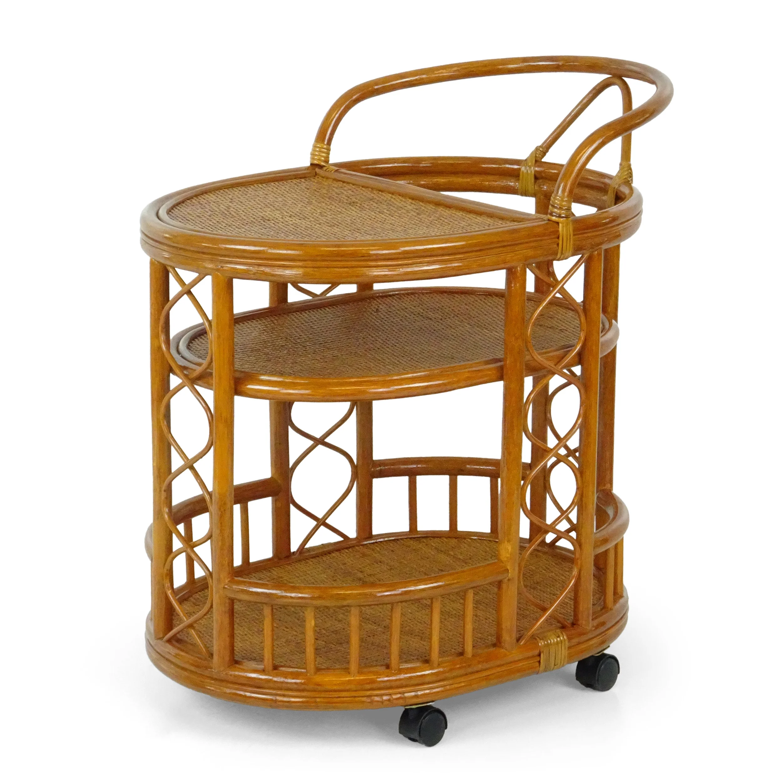 SK New Interiors Trolly Moving Serving Cart Bar Table ECO Natural Rattan Wicker Handmade, Colonial - Image 6