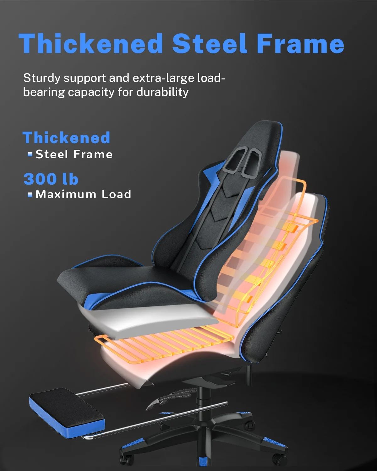 Bigzzia Gaming Chair with Footrest, Gaming Chair for Adult with Headrest and Lumbar Support,Red - Image 42