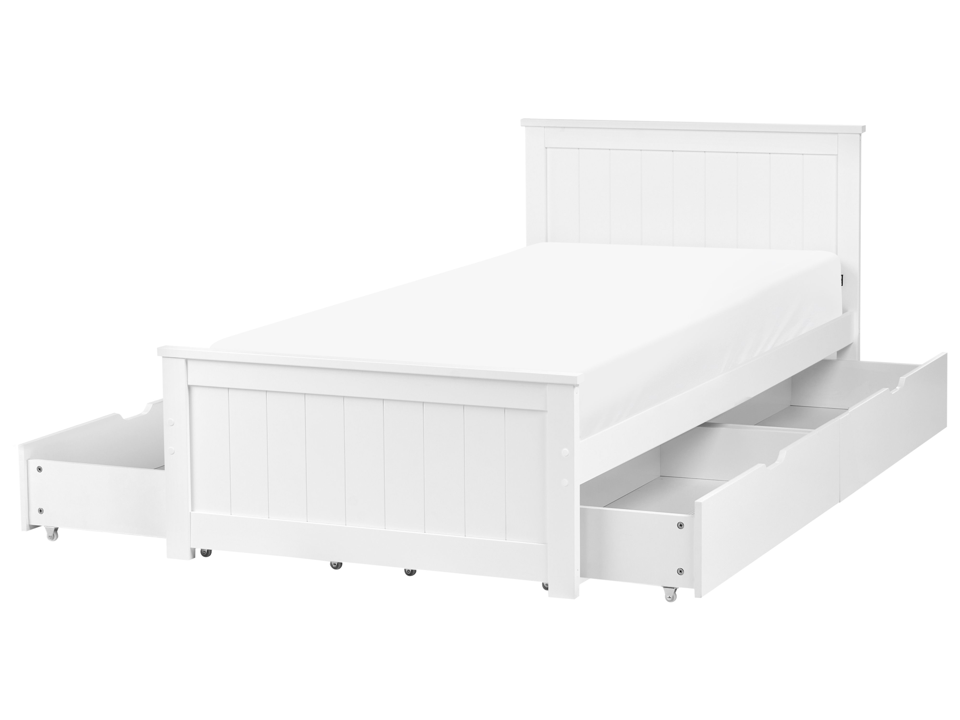 Bed with 4 Drawers Pine Wood SABRAN 90 x 200 cm (EU Single) White